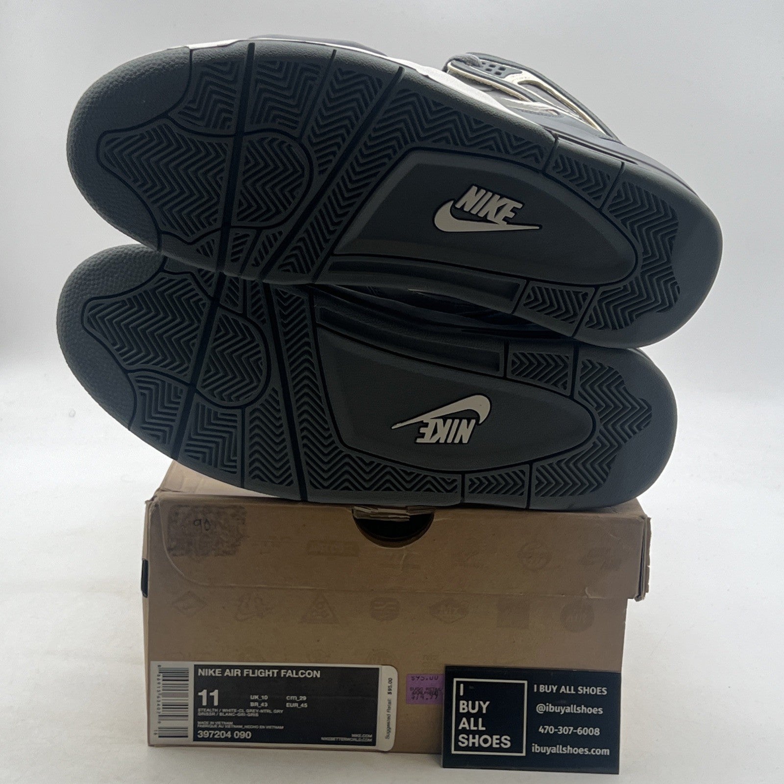 Size 11 - Nike Air Flight Gray white Trim Basketball Sports Men's (397204-090)