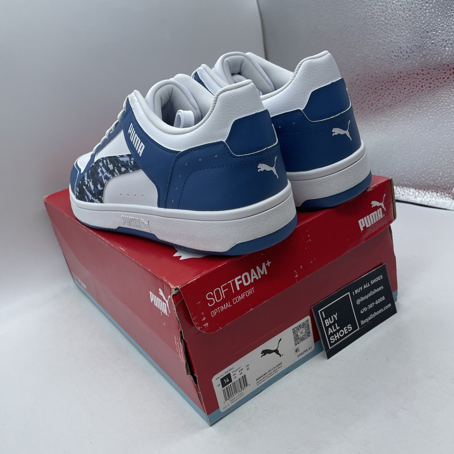 Size 14 - Puma Rebound Joy Low Lake Blue Camo (390295-01)