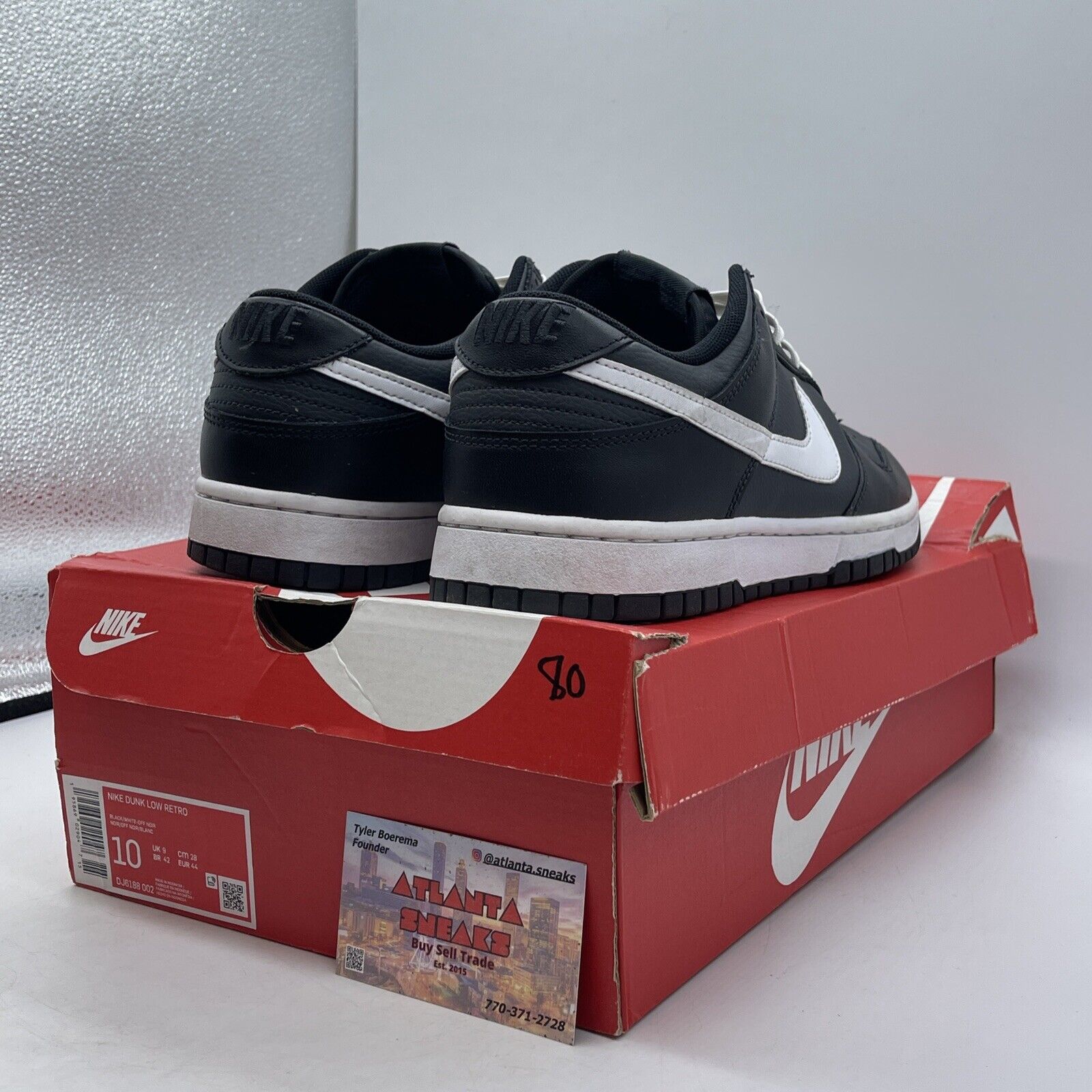 Size 10 - Nike Dunk Low Black Panda White Leather (DJ6188-002)