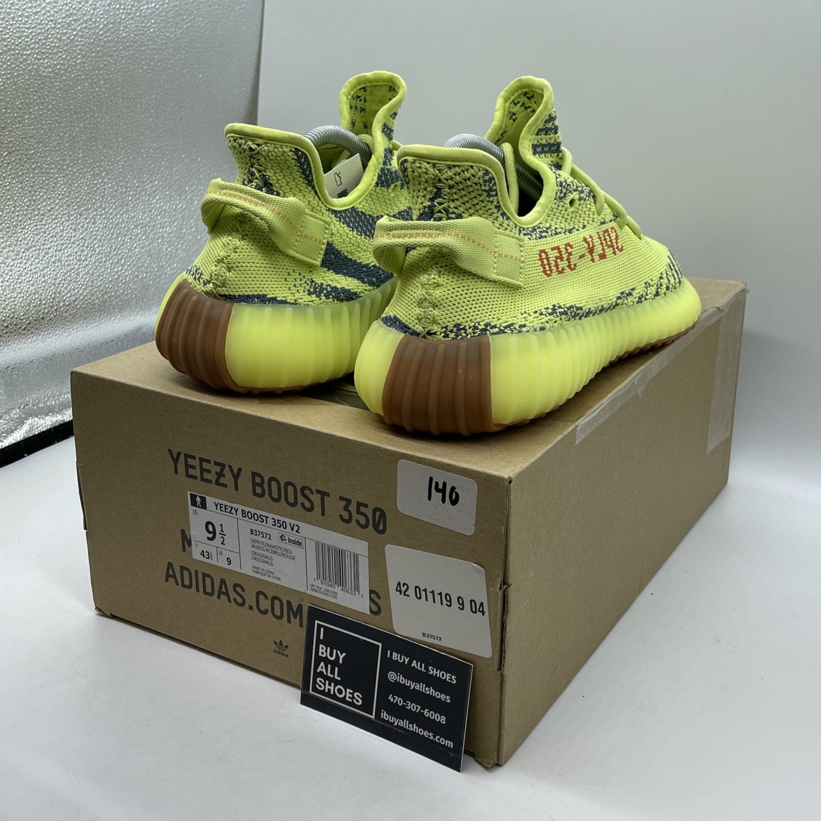 Size 9.5 - adidas Yeezy Boost 350 V2 Low Semi Frozen Yellow Suede (B37572)