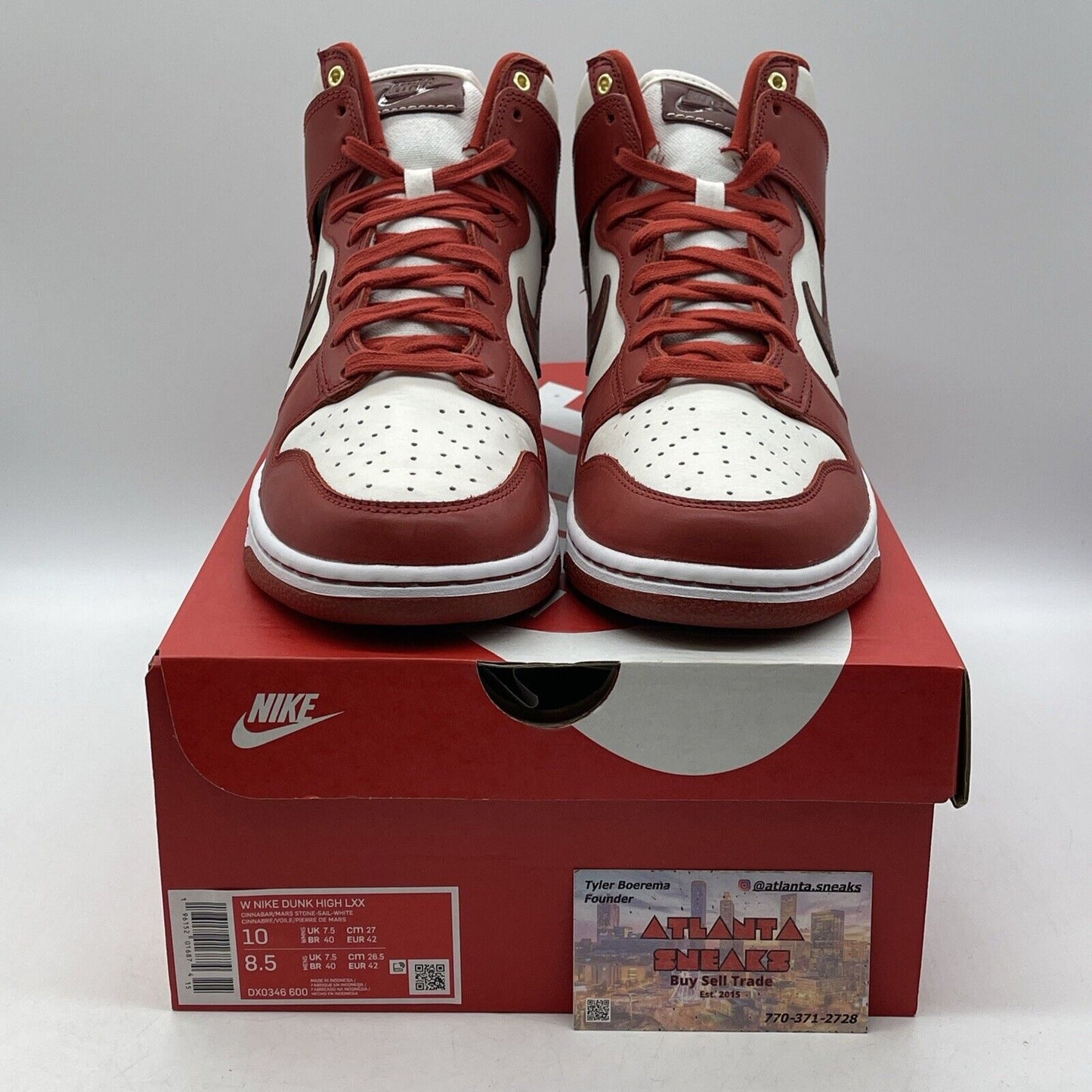 Size 10W - Nike Dunk LXX High Cinnabar Red White Leather (DX0346-600)