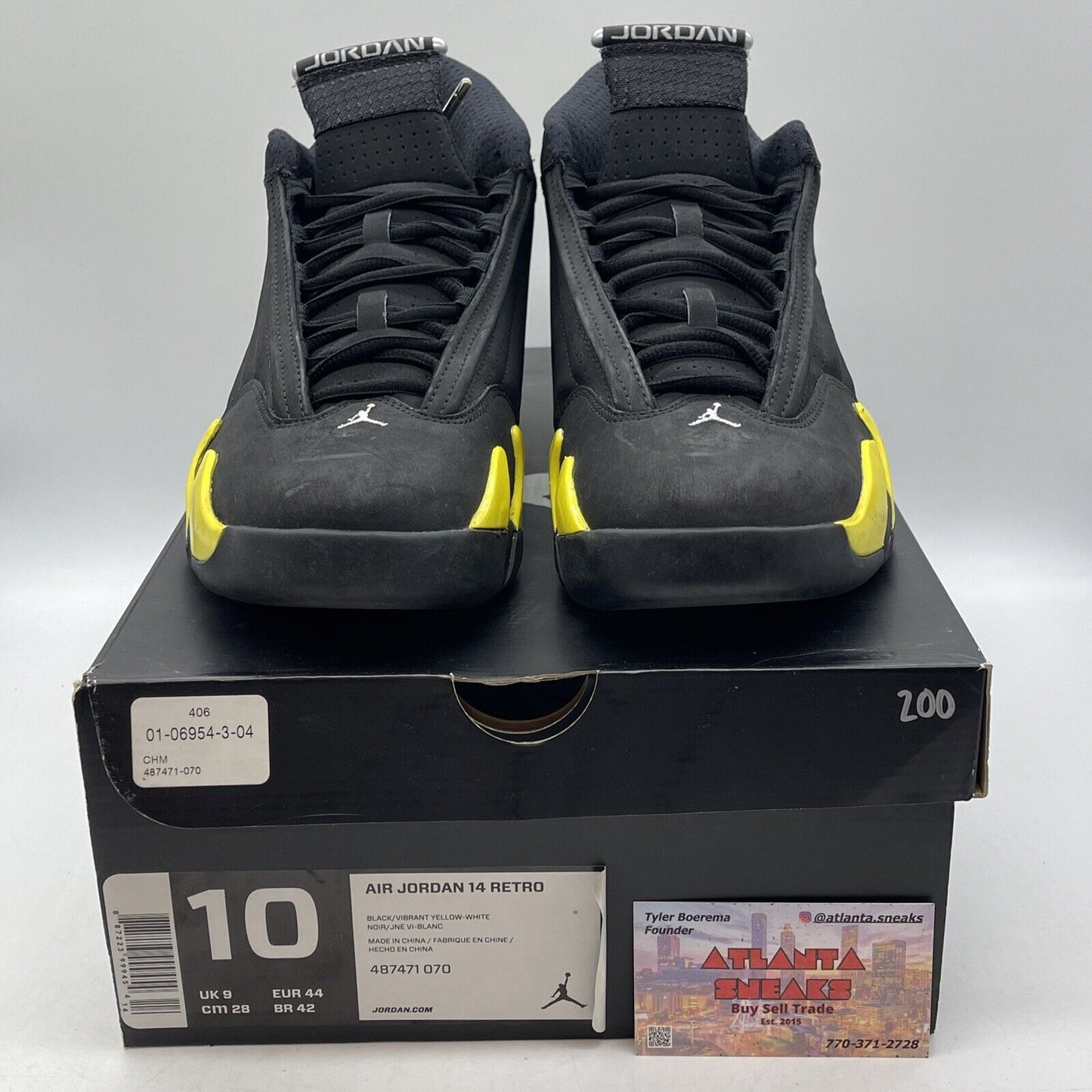 Size 10 - Air Jordan 14 Retro Thunder Yellow Black Silver Suede (487471-070)