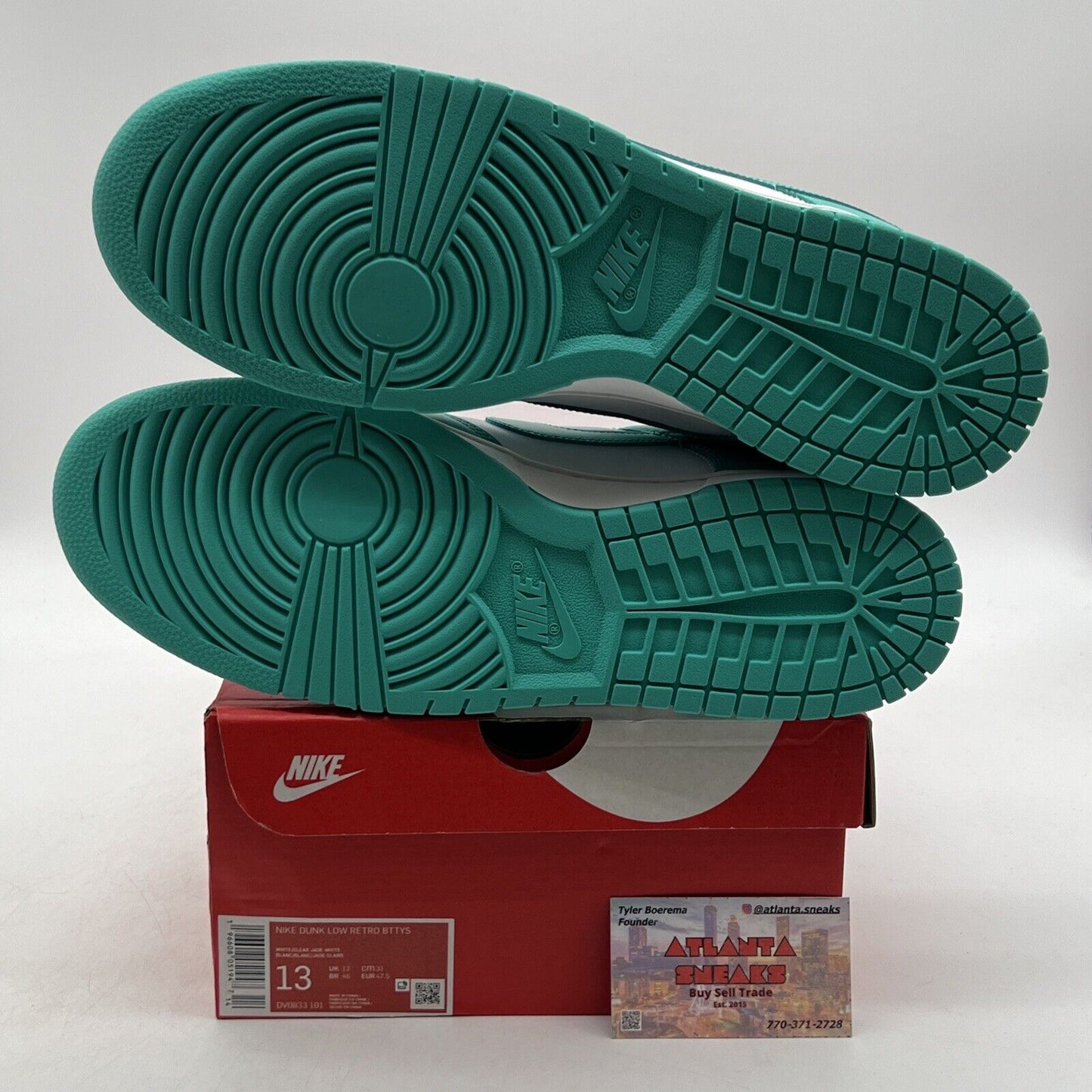 Size 13 - Nike Dunk Low Clear Jade White Leather Aqua (DV0833-101)