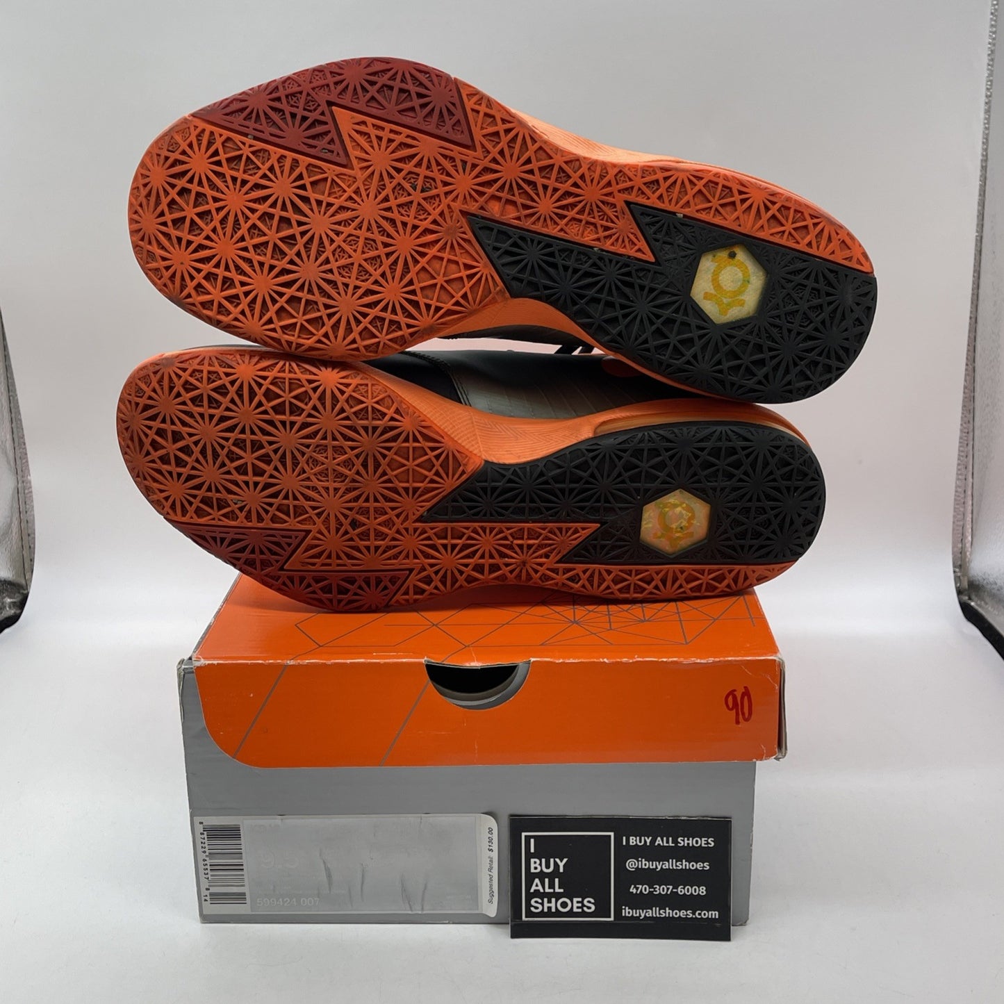 Size 9.5 - Nike KD 6 Neutral Black Grey Orange Leather  (599424-007)