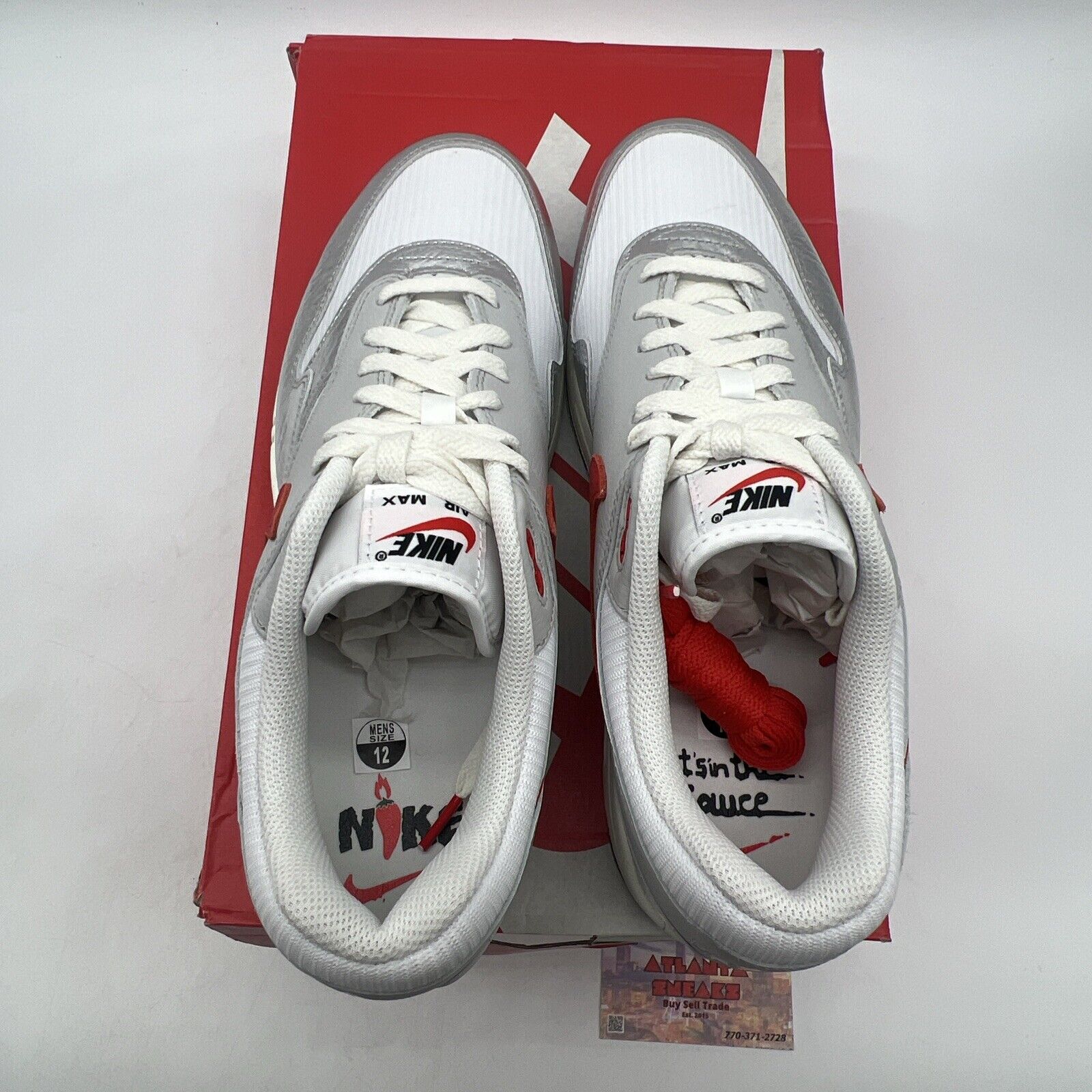 Size 12 - Nike Air Max 1 Premium SE Hot Sauce White Red Silver (HF7746-100)