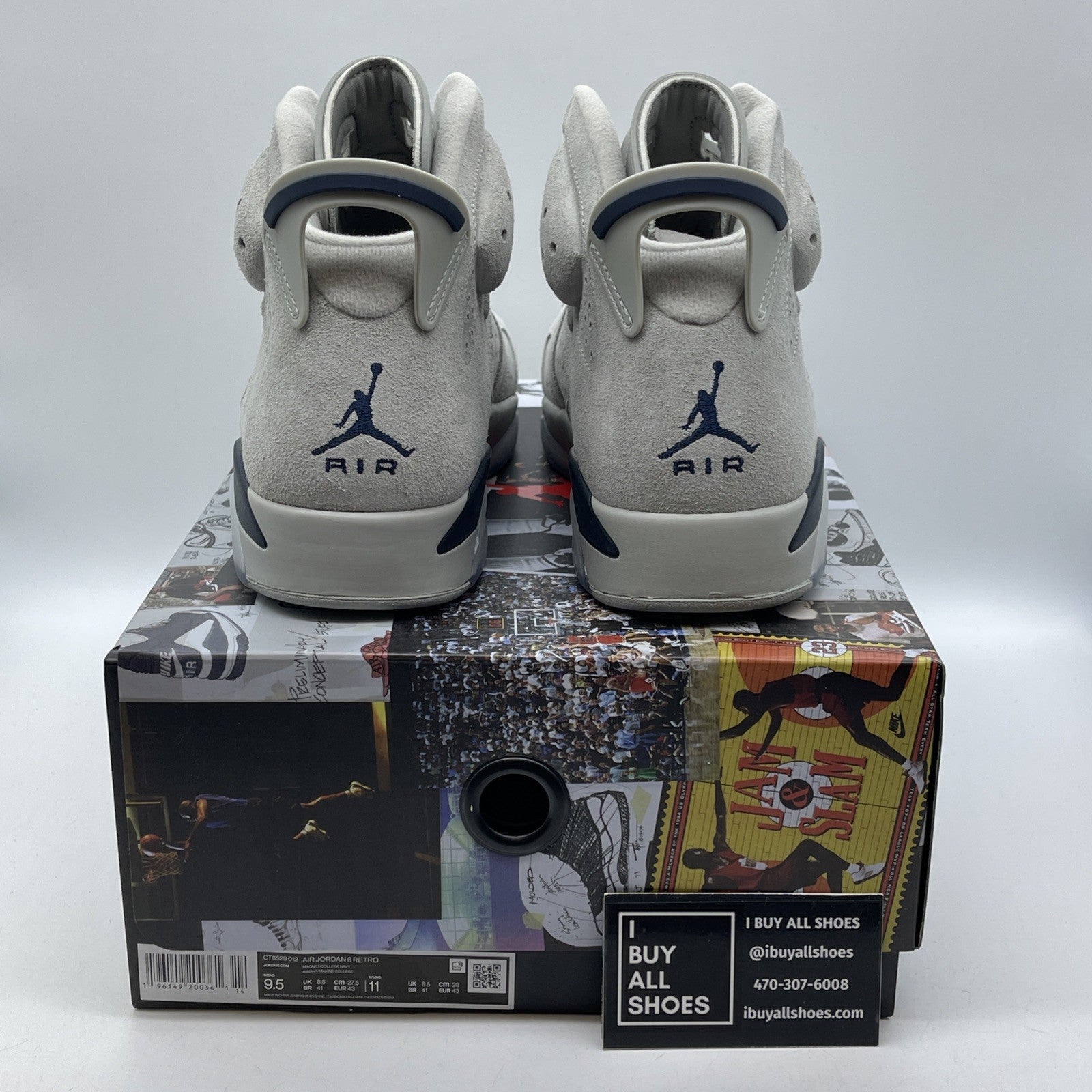 Size 9.5 - Jordan 6 Retro Mid Georgetown Grey Blue Suede (CT8529-012)