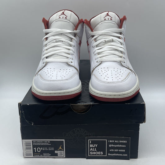 Size 10.5 - Air Jordan 1 Mid SE White Dune Red Leather (FJ3458-160)