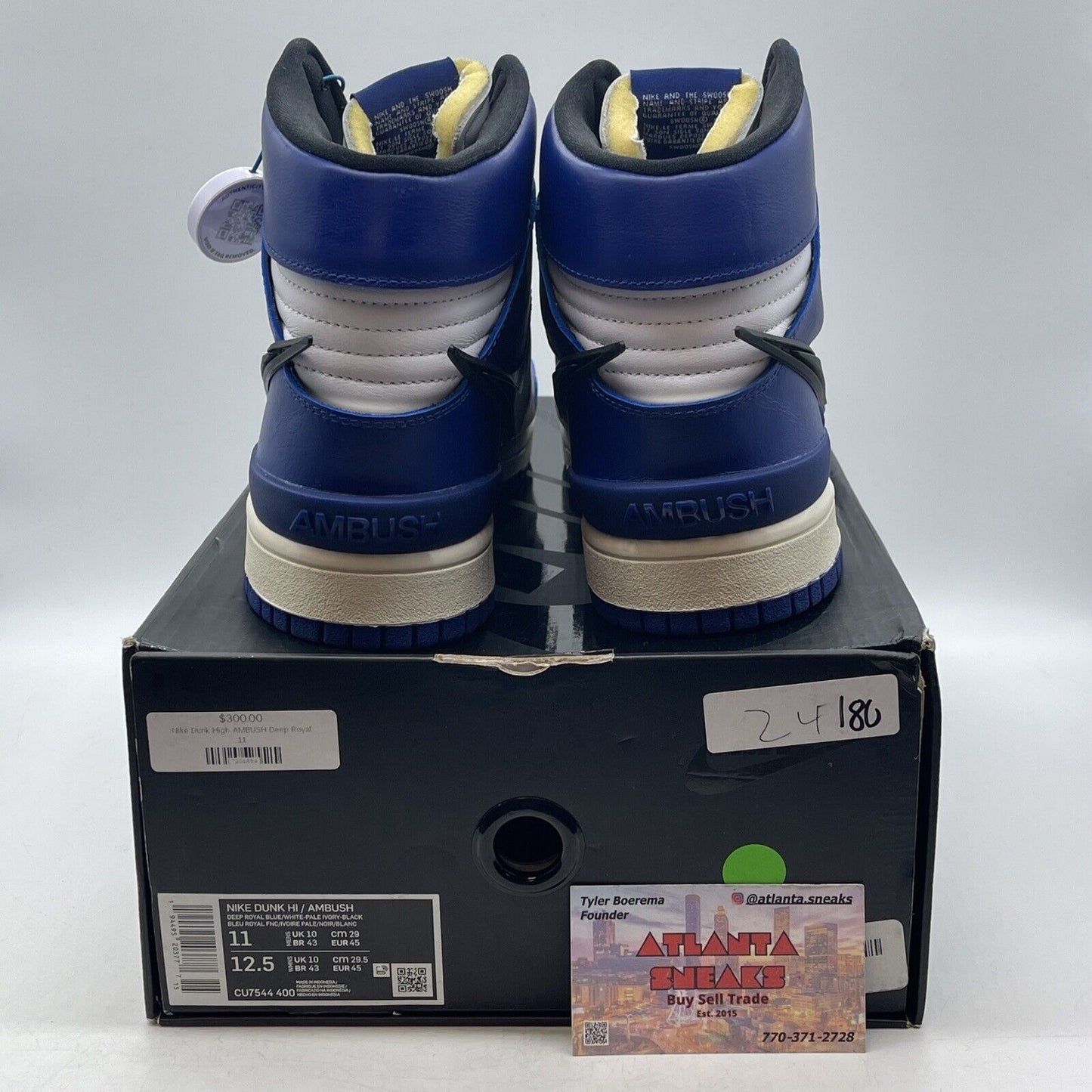 Size 11 - Nike AMBUSH x Dunk High Deep Royal White Black Blue (CU7544-400)