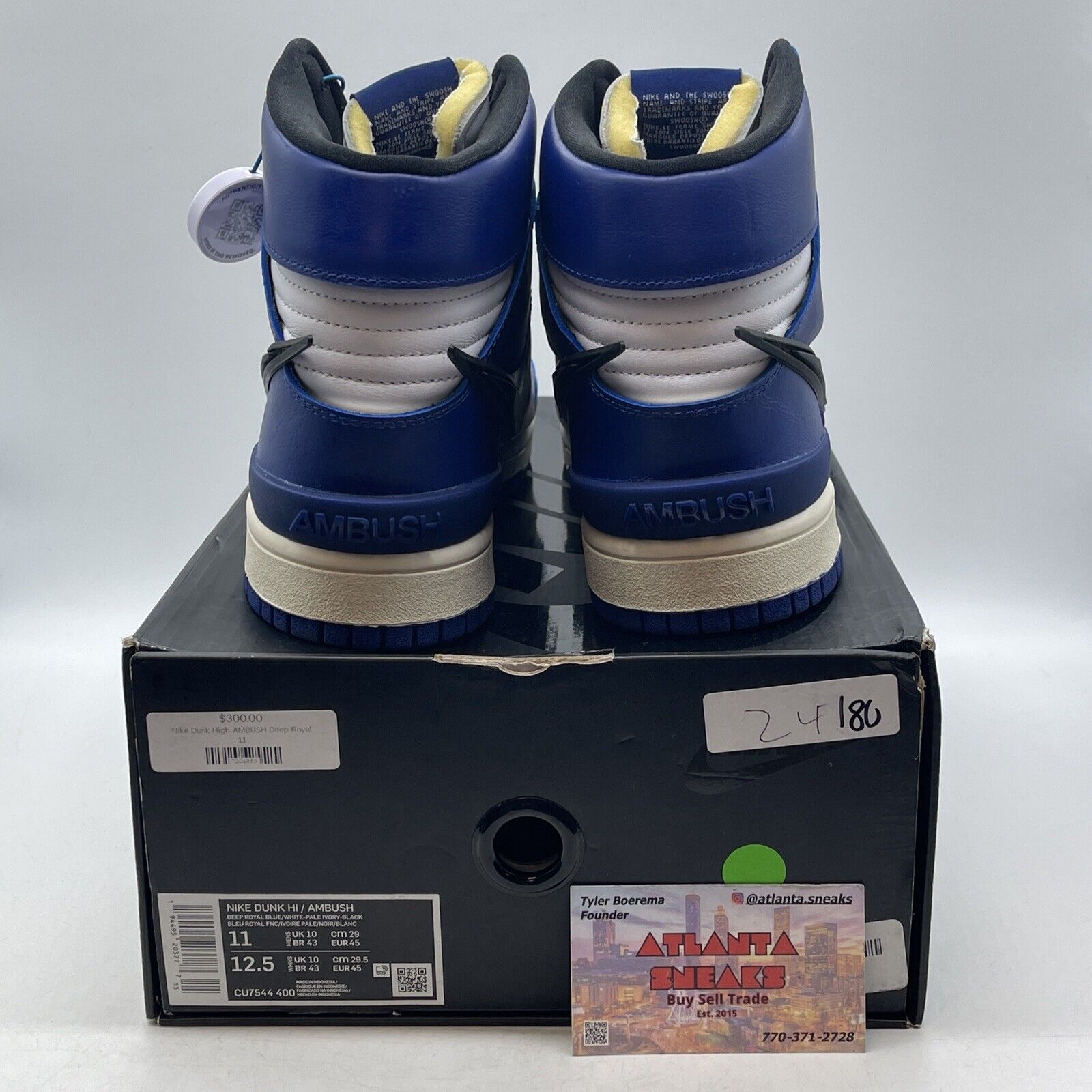 Size 11 - Nike AMBUSH x Dunk High Deep Royal White Black Blue (CU7544-400)