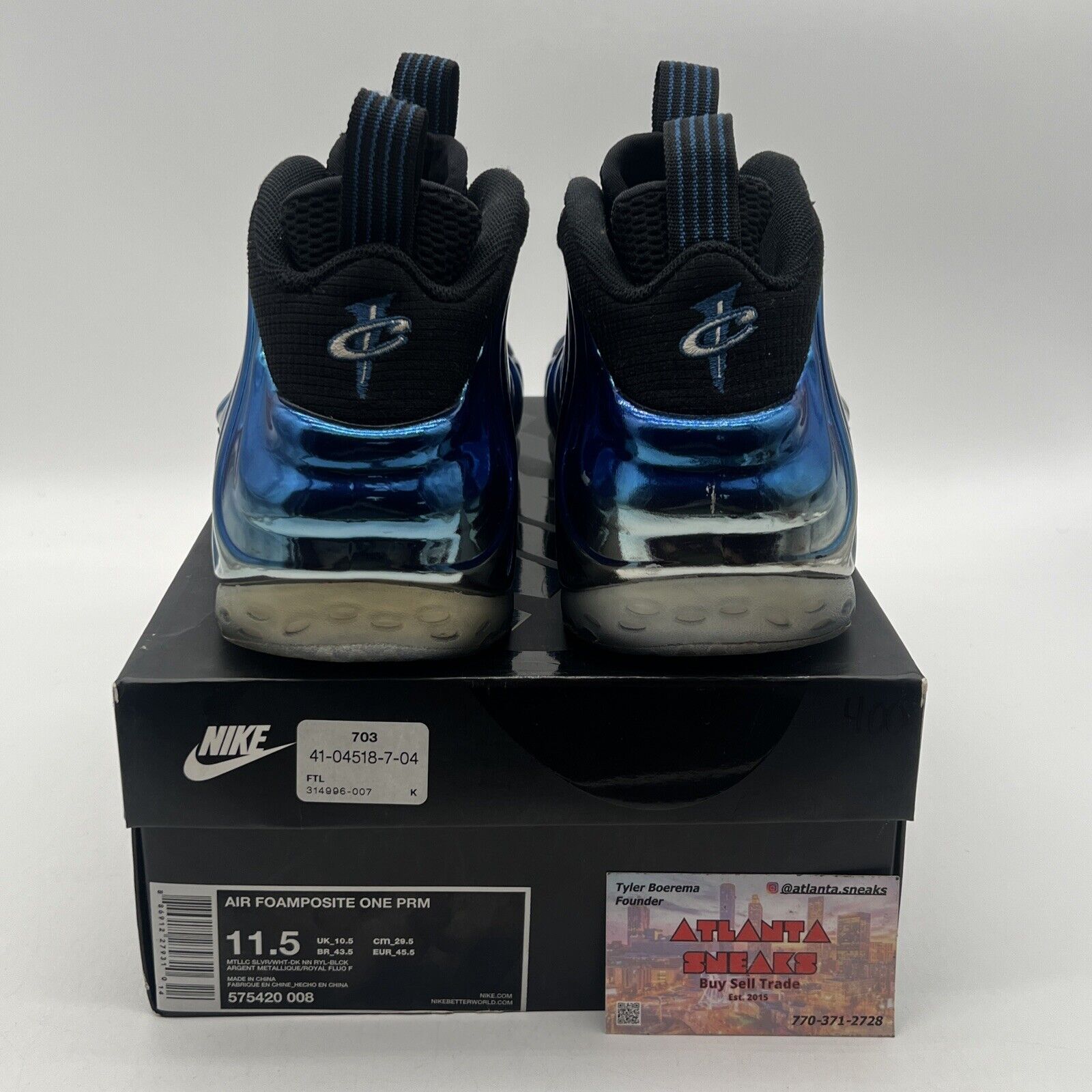 Size 11.5 - Nike Air Foamposite One PRM Blue Mirror (575420-008)