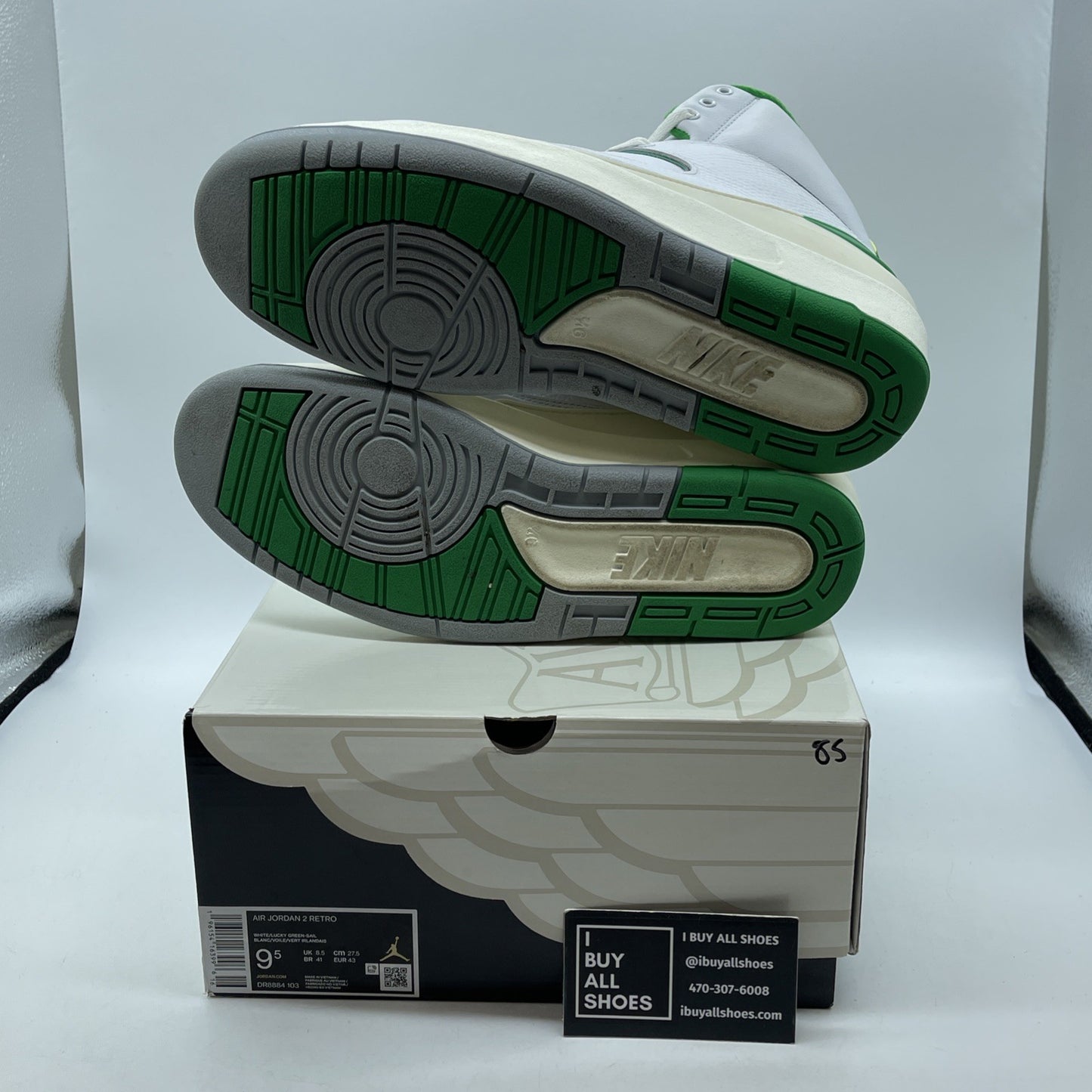 Size 9.5 - Jordan 2 Retro Lucky Green White Leather (DR8884-103)