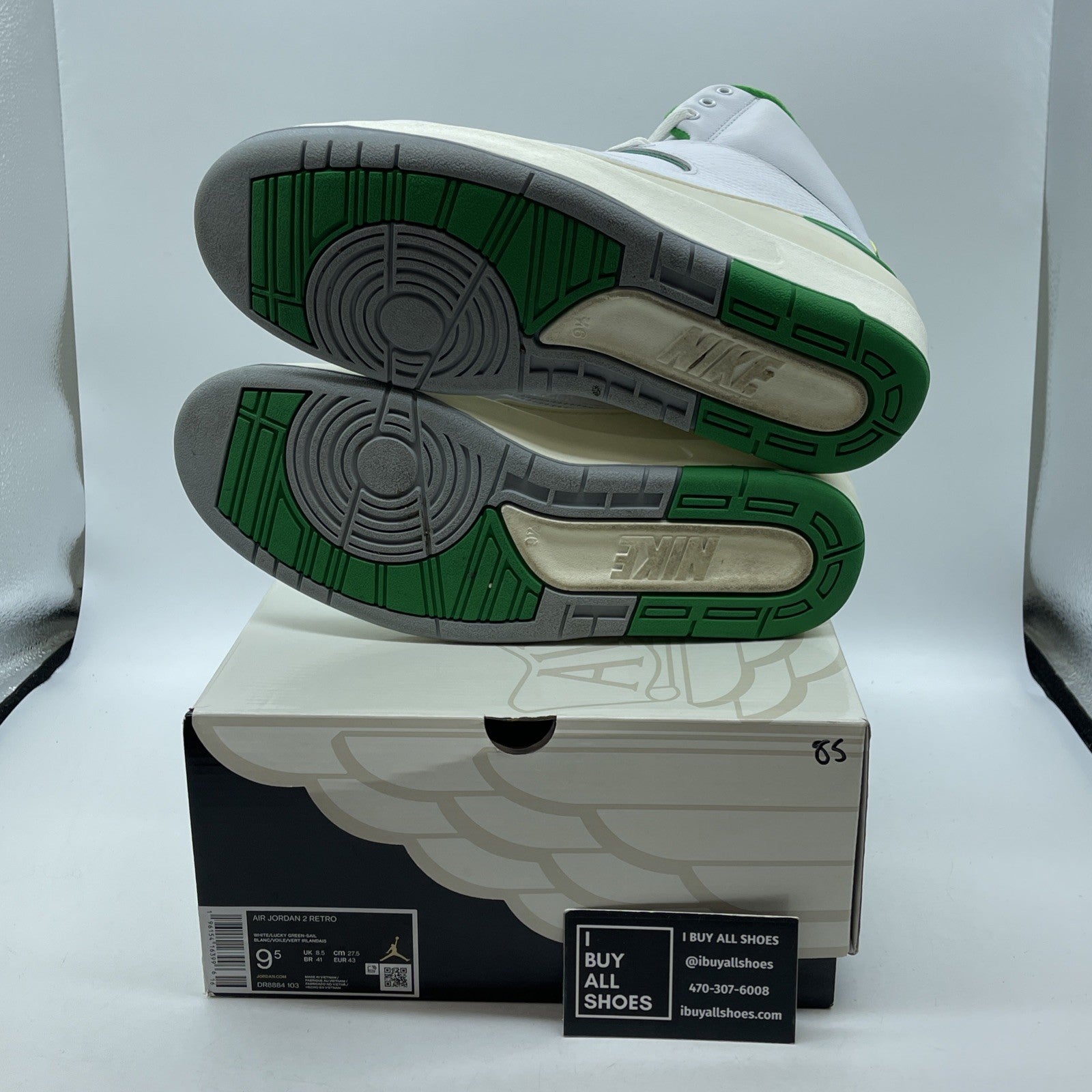 Size 9.5 - Jordan 2 Retro Lucky Green White Leather (DR8884-103)
