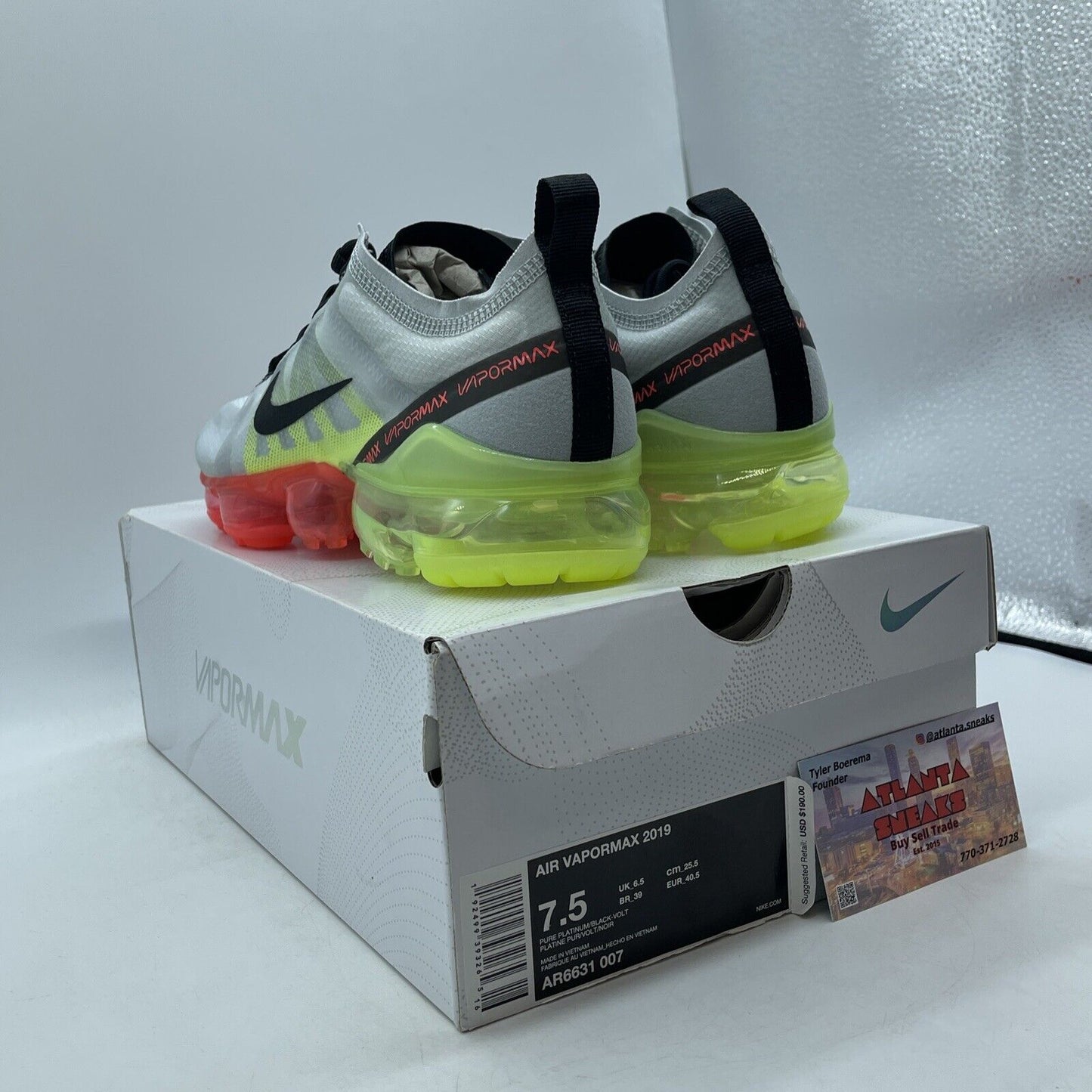 Size 7.5 - Nike Air VaporMax 2019 Neon Collection Grey Black Pink (AR6631-007)