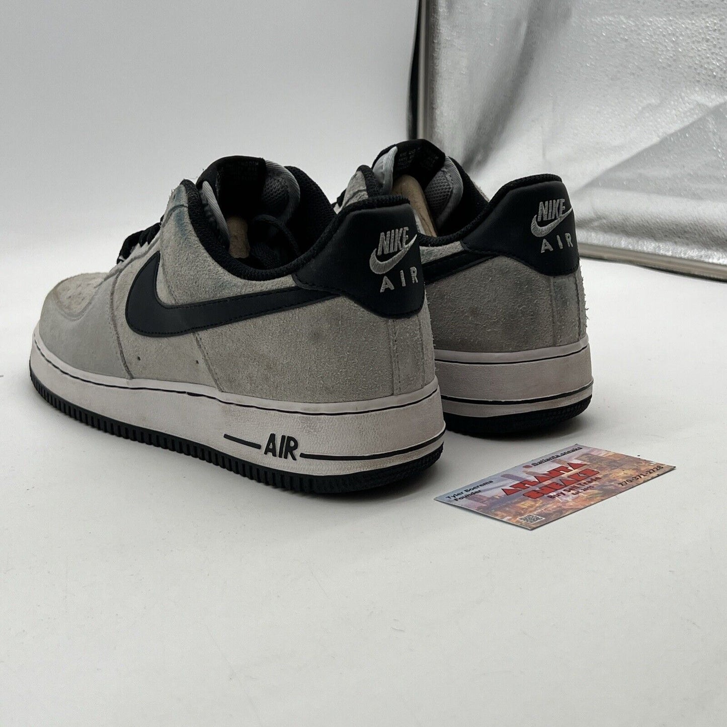 Size 8 - Nike Air Force 1 Low Grey Suede Black Leather White (488298-052)