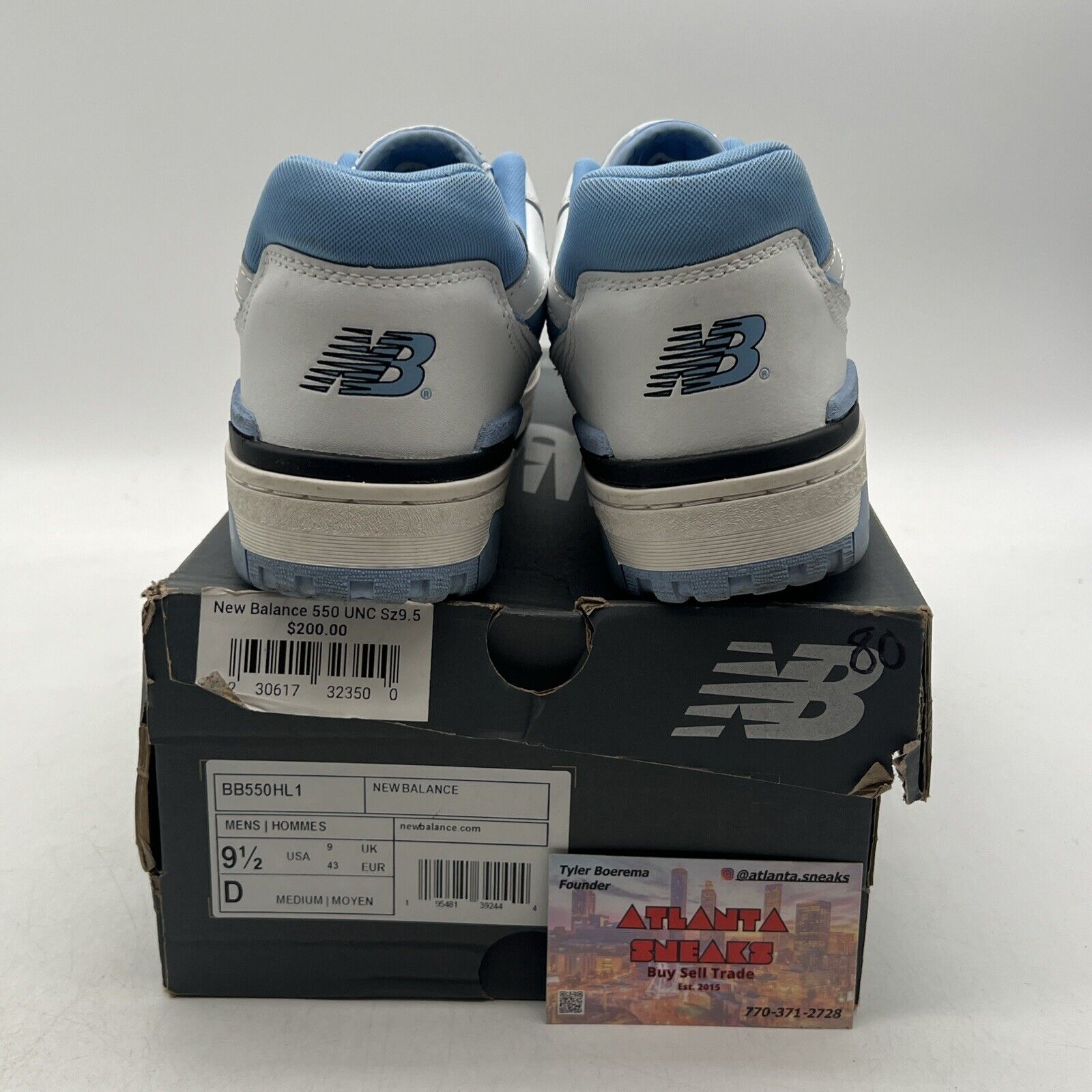 Size 9.5 - New Balance 550 Team Carolina Blue Black White Leather (BB550HL1)