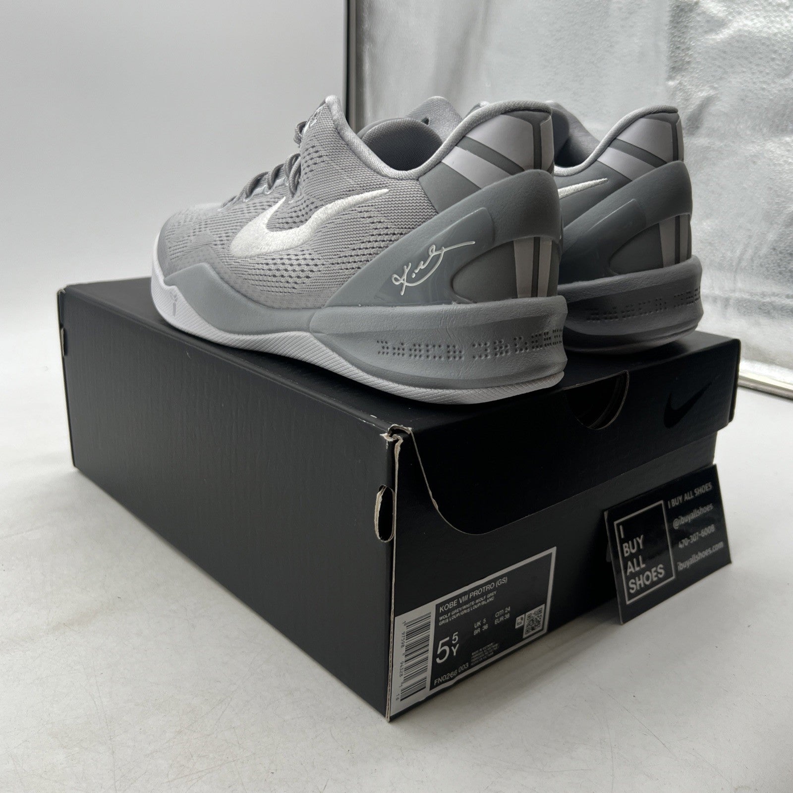 Size 5.5Y - Nike Kobe  (FN0266-003) Wolf Grey/White