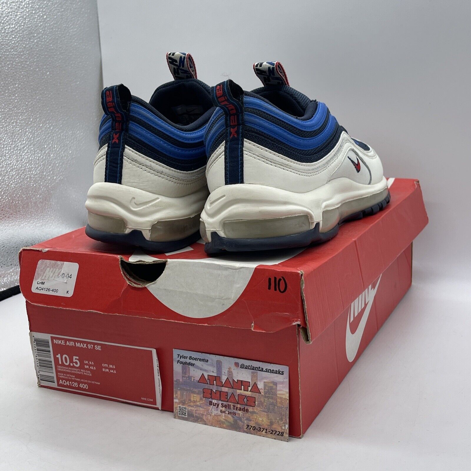 Size 10.5 - Nike Air Max 97 SE Blue Nebula Suede White Leather (AQ4126-400)