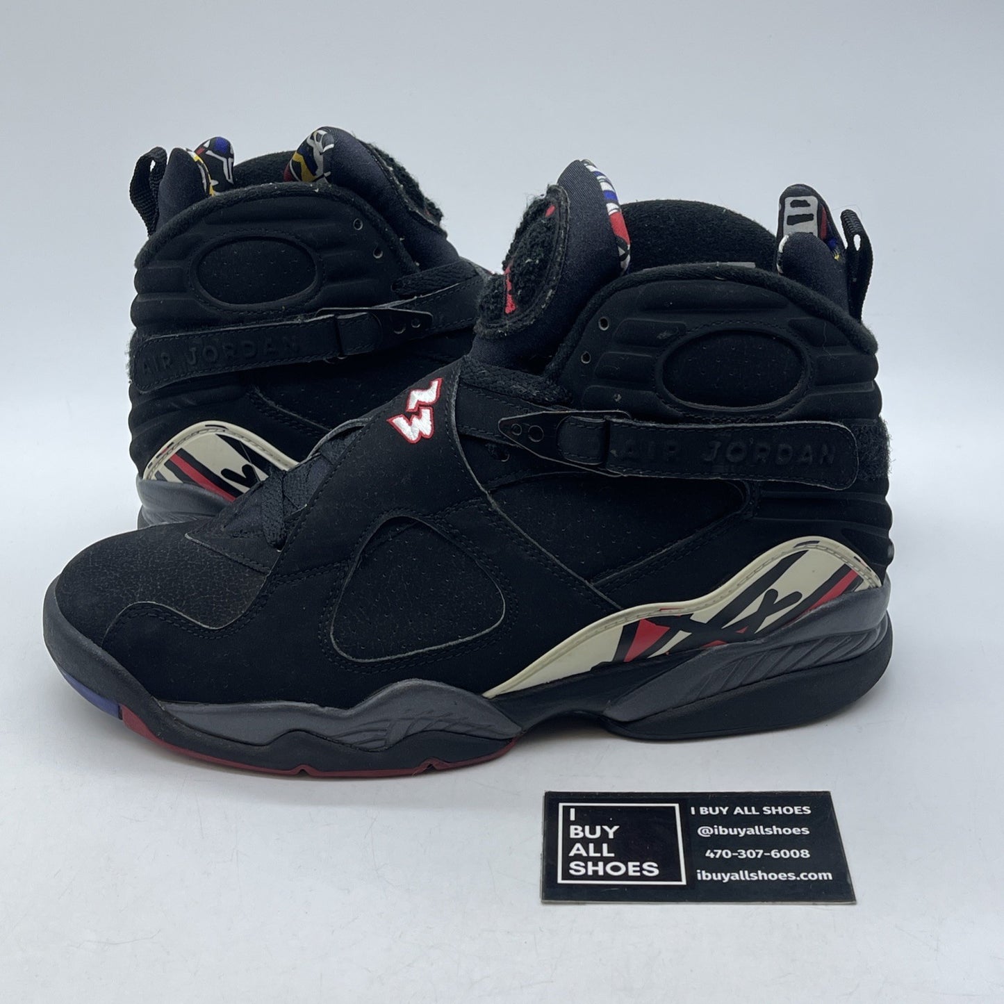 Size 9 - Air Jordan 8 Retro 2013 Playoff Black White Red Suede (305381-061)