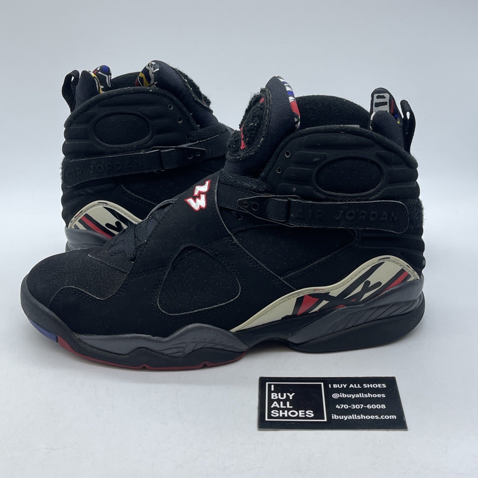 Size 9 - Air Jordan 8 Retro 2013 Playoff Black White Red Suede (305381-061)