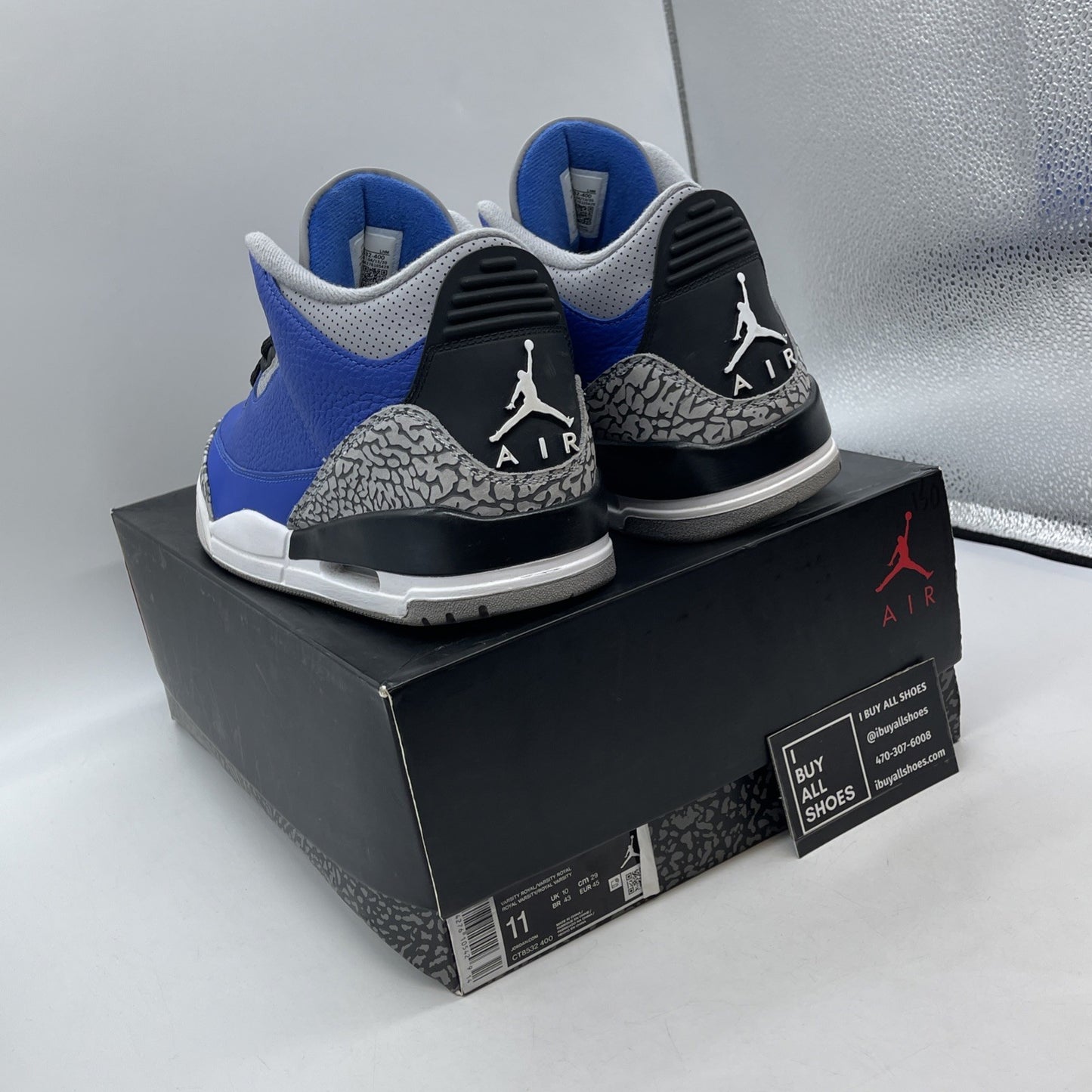 Size 11 - Jordan 3 Retro Varsity Royal Blue Grey Suede Leather (CT8532-400)