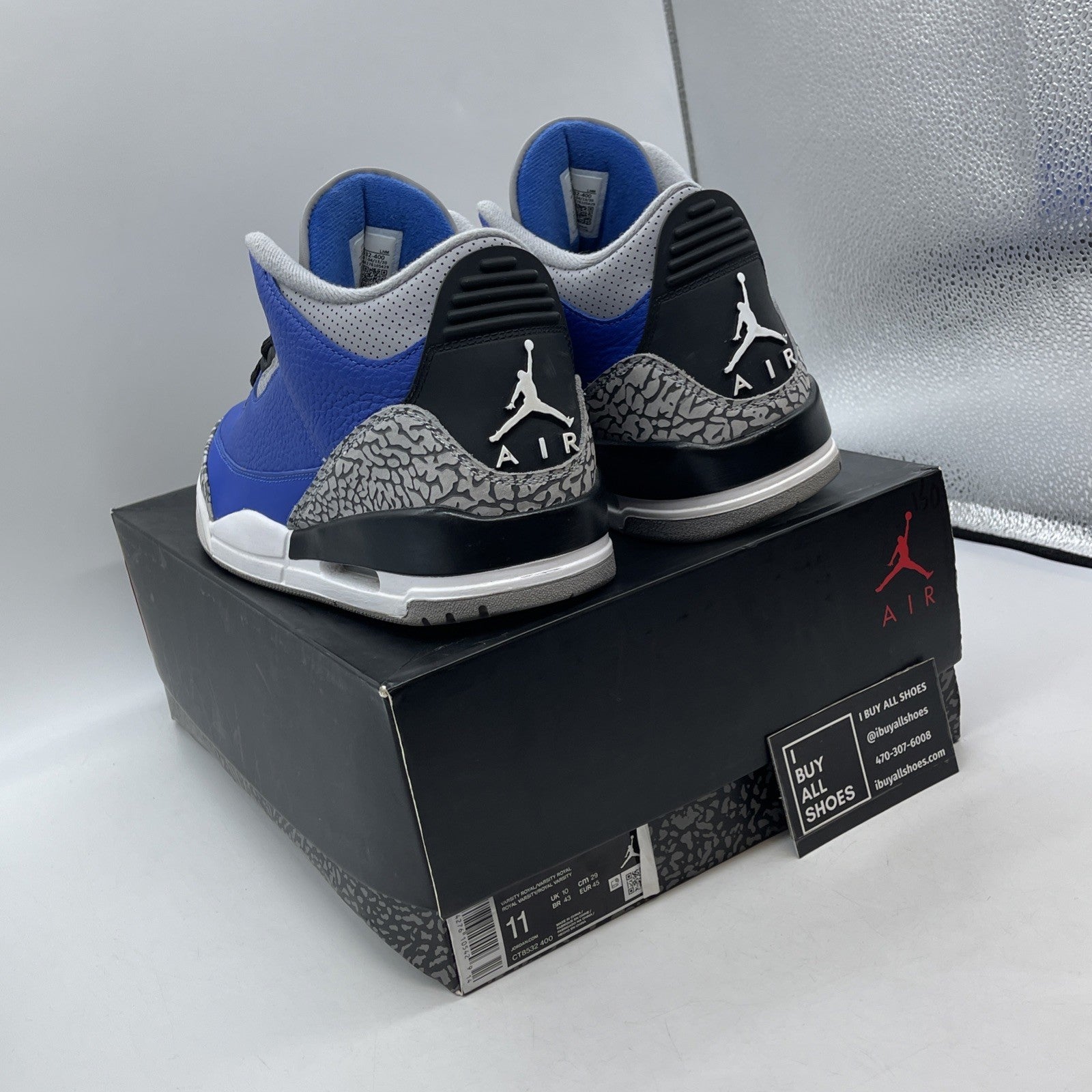 Size 11 - Jordan 3 Retro Varsity Royal Blue Grey Suede Leather (CT8532-400)