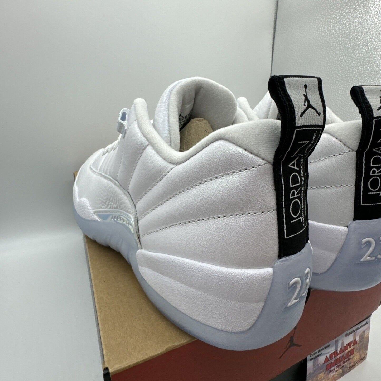 Size 12 - Jordan 12 Retro Low Easter white icy, blue leather suede, shiny new