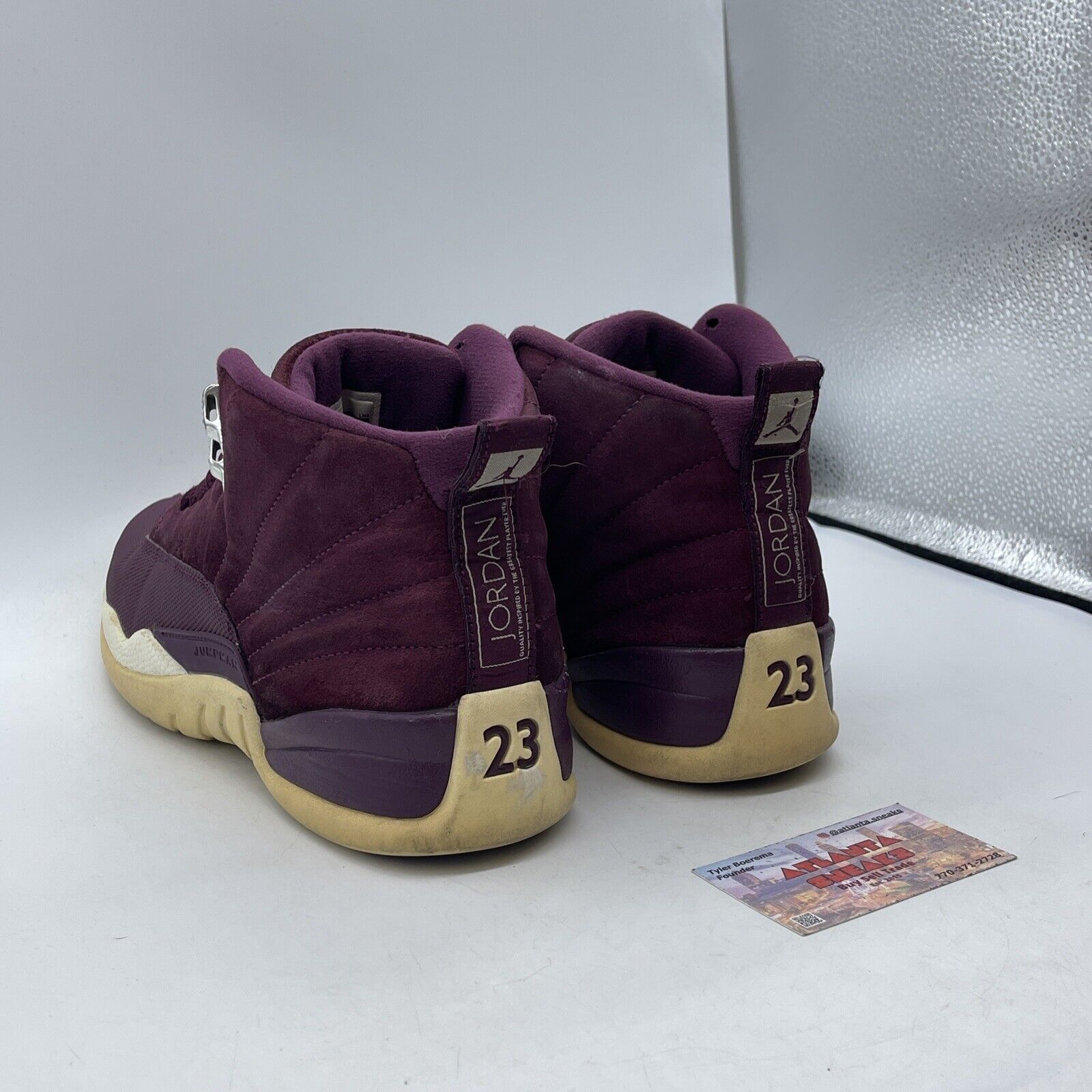 Size 10 - Air Jordan 12 Retro Bordeaux Burgundy Suede Leather White (130690-617)