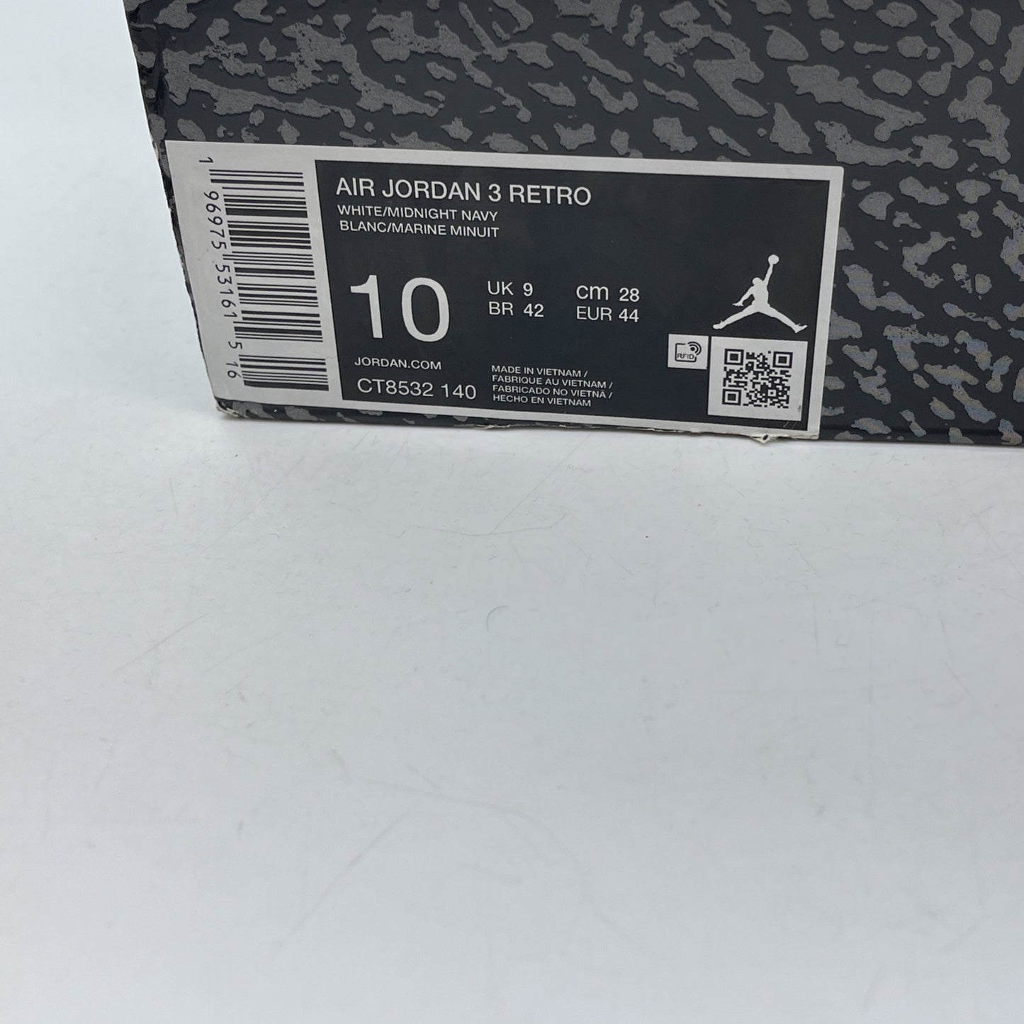 Size 10 - Air Jordan 3 Retro Midnight Navy White Suede Leather (CT8532-140)
