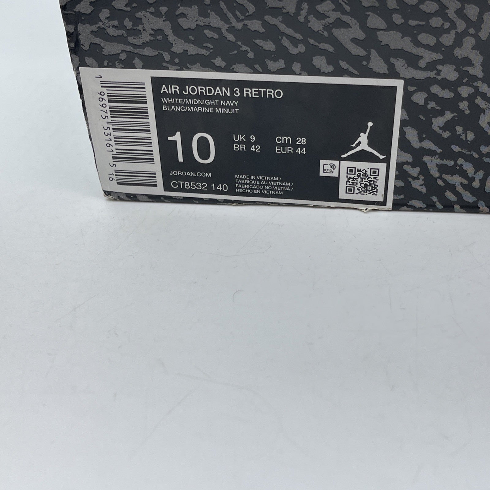 Size 10 - Air Jordan 3 Retro Midnight Navy White Suede Leather (CT8532-140)