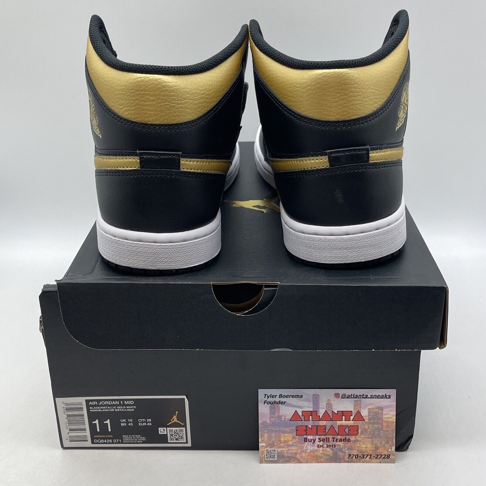 Size 11 - Air Jordan 1 Mid Black Metallic Gold Black Leather (DQ8426-071)
