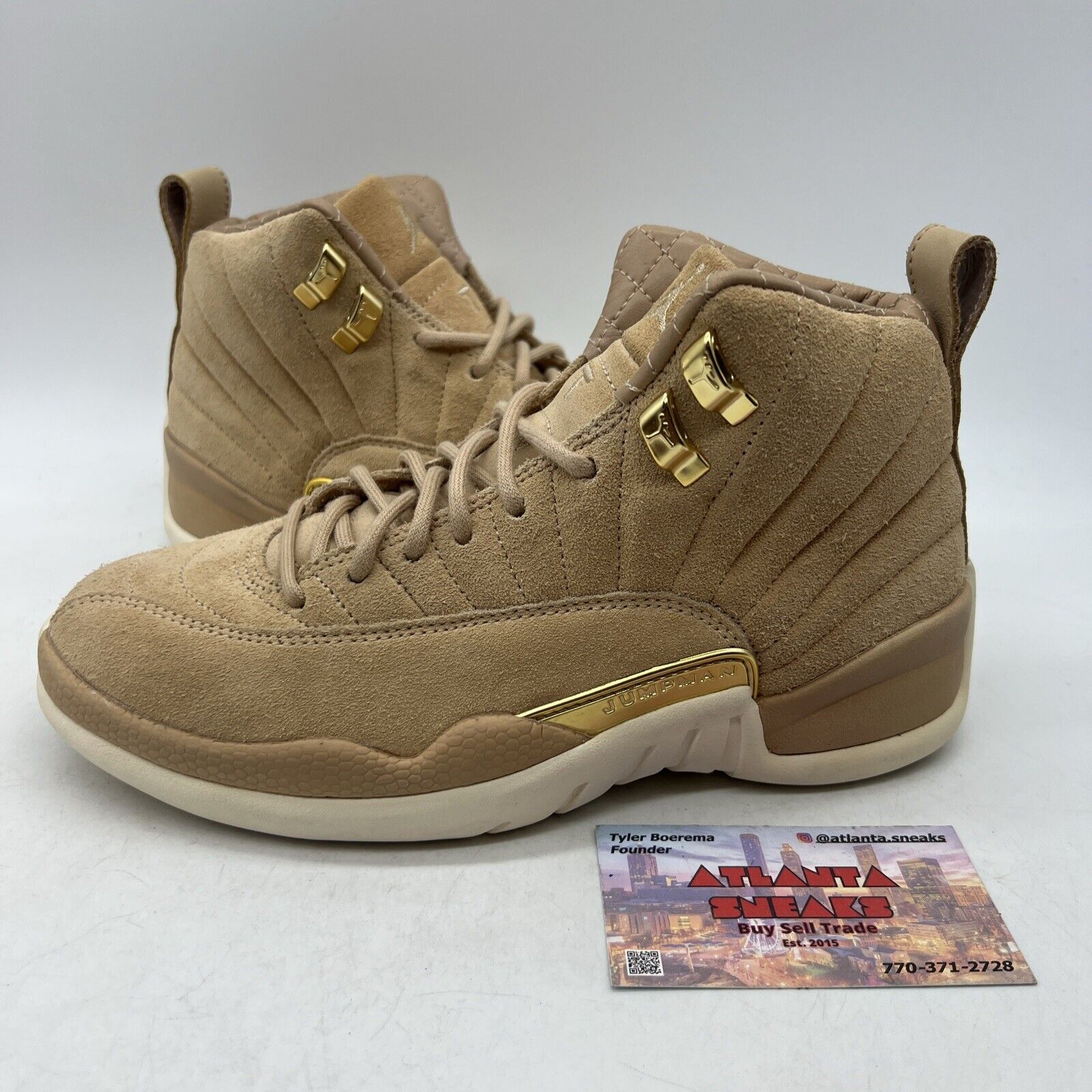 Size 5.5 - Air Jordan 12 Retro Vachetta Tan W White Suede (A06068-203)