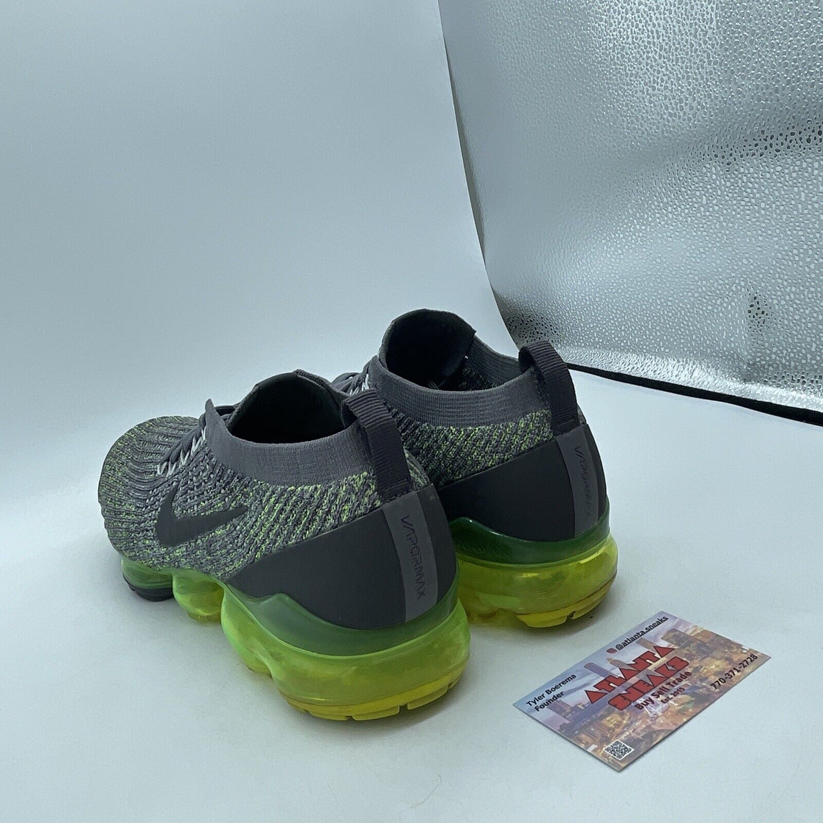 Size 9 - Nike Air VaporMax Flyknit 3 Grey Volt Green Black (AJ6900-009)