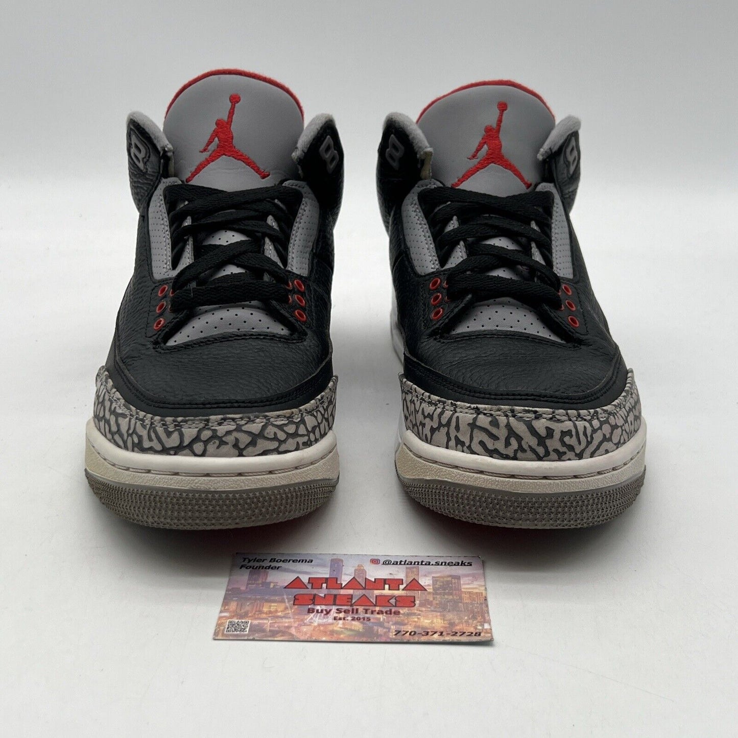 Size 8 - Jordan 3 Retro OG Mid Black Cement Grey Leather Red (854262-001)