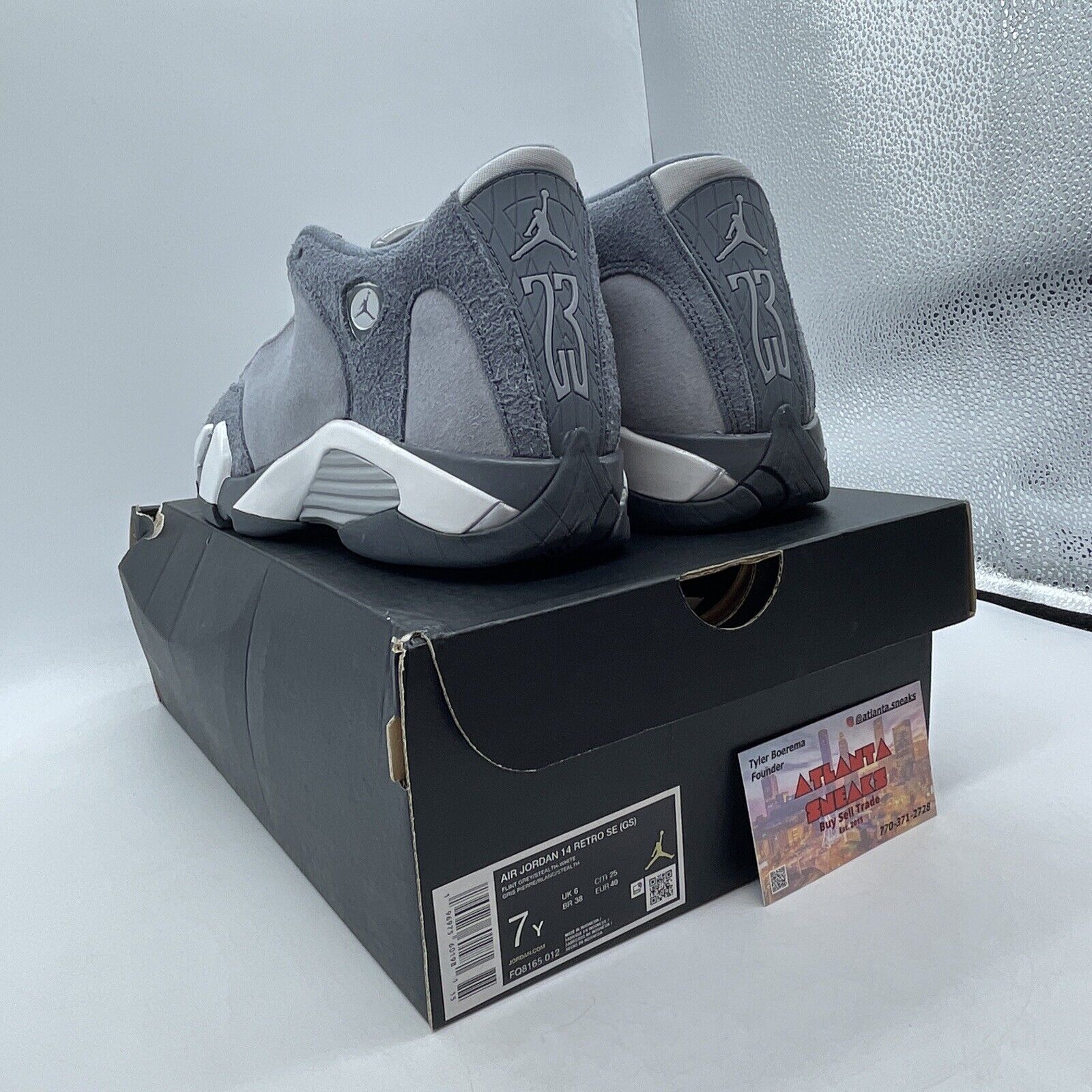 Size 7Y - Air Jordan 14 Flint Grey White Silver Suede (FQ8165-012)