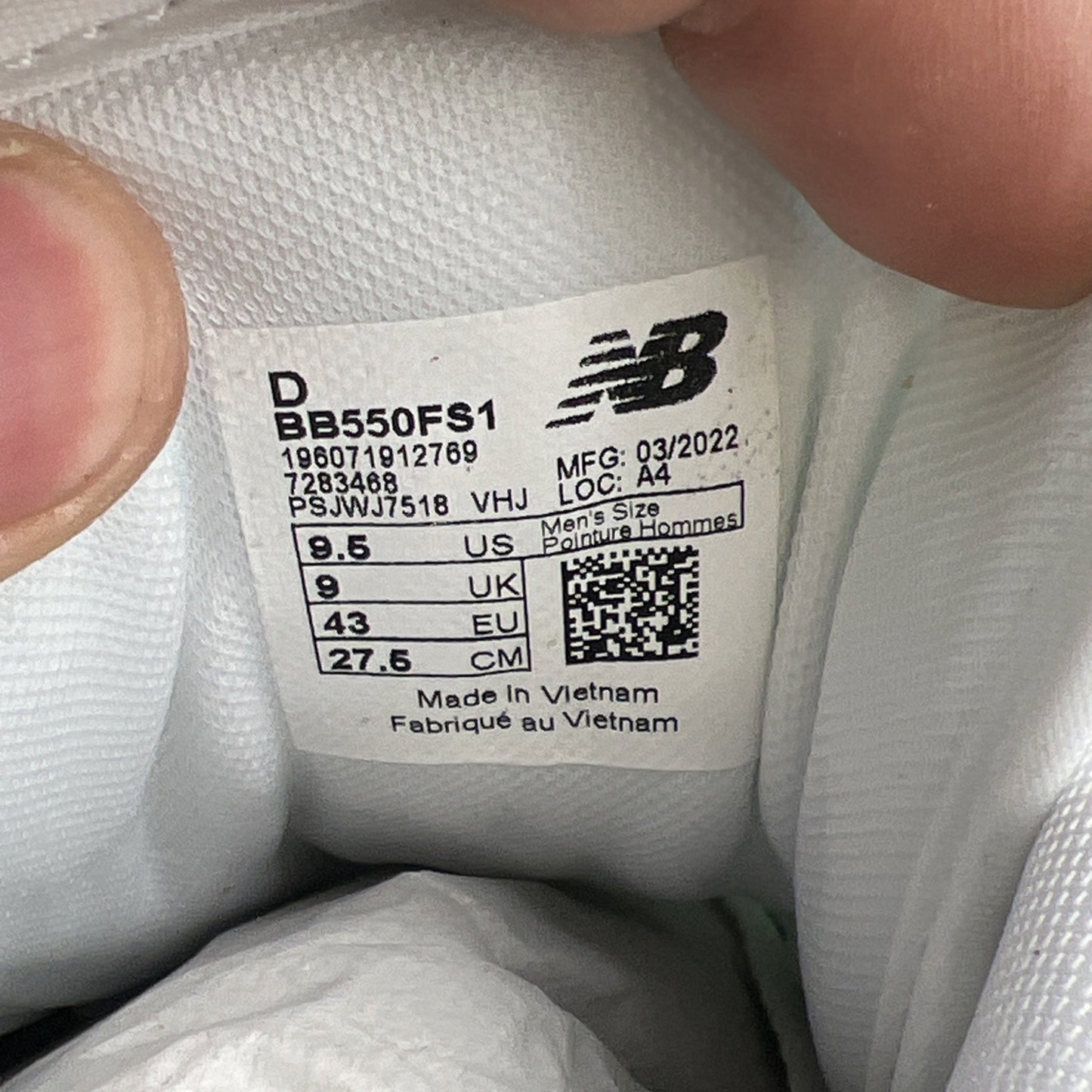 Size 9.5 - New Balance 550 White Mint Green (BB550FS1)