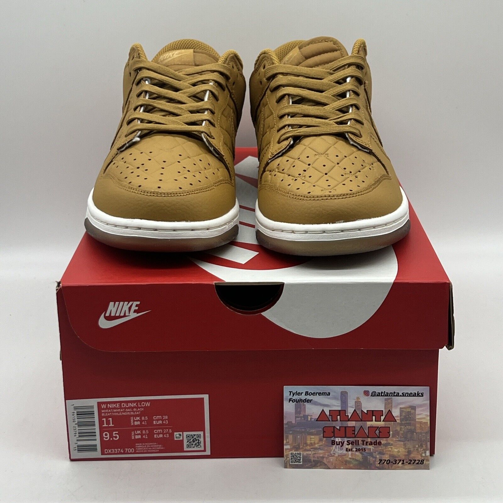 Women's Nike Dunk Low Wheat Quilted Gum Light Brown Sail White DX3374-700 Sz 11