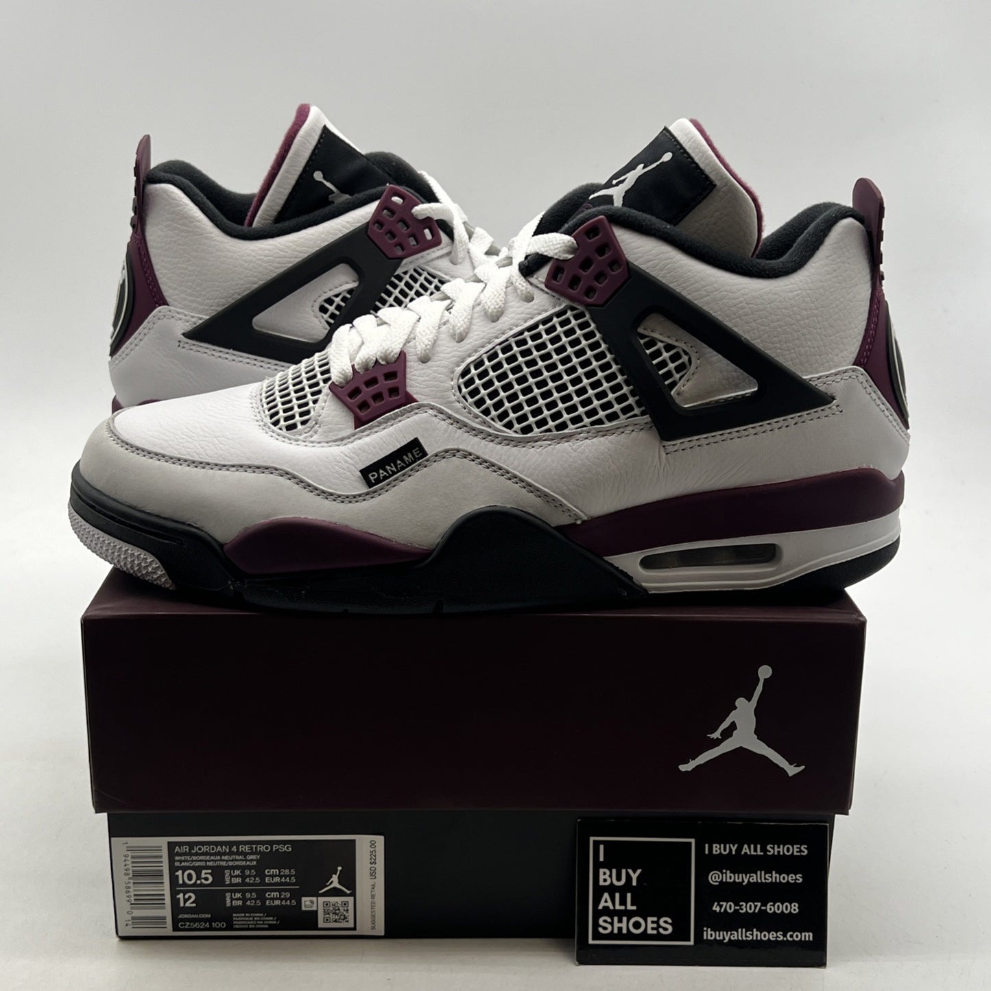 Size 10.5 - Air Jordan 4 Retro x Paris Saint-Germain Bordeaux (CZ5624-100)