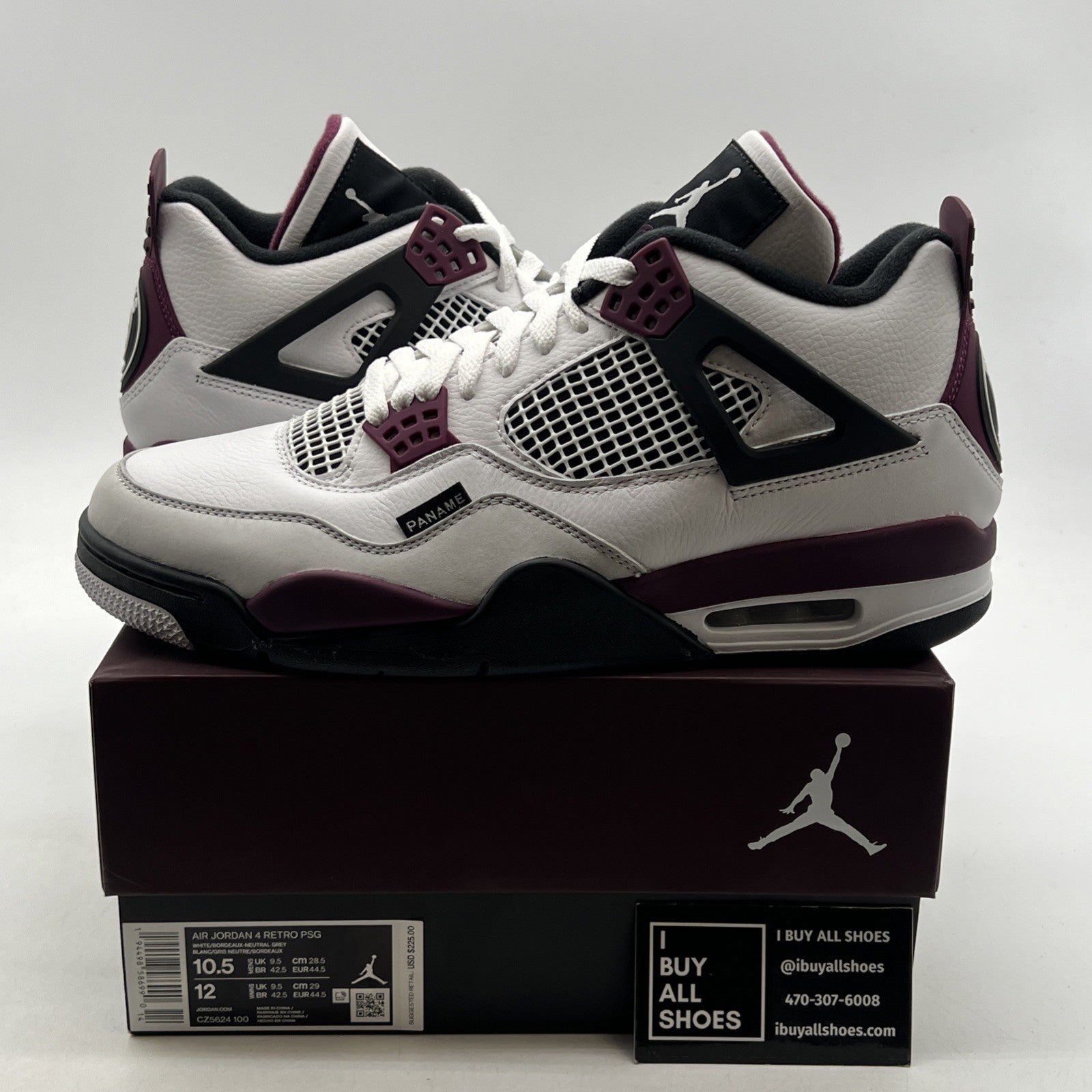 Size 10.5 - Air Jordan 4 Retro x Paris Saint-Germain Bordeaux (CZ5624-100)