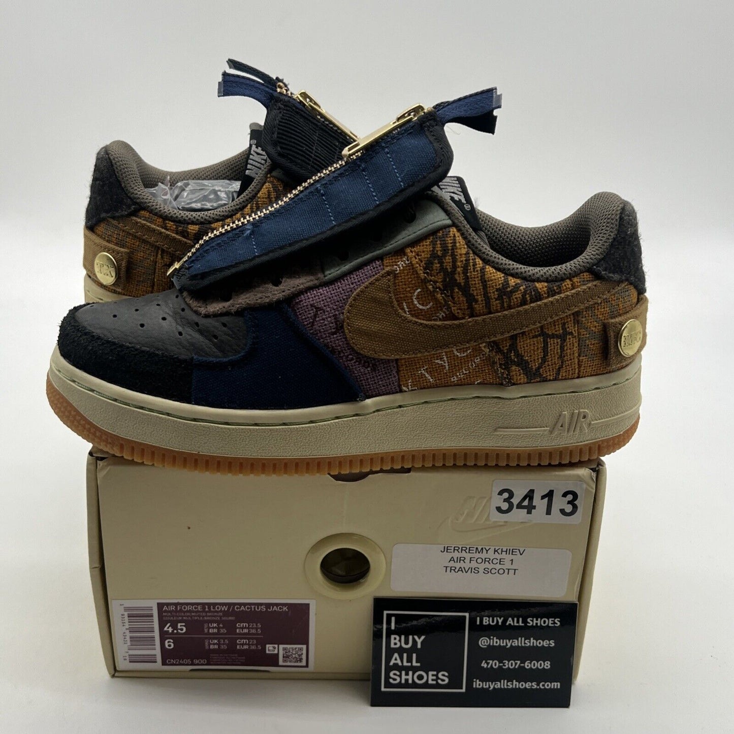 Size 4.5 - Nike Air Force 1 Low x Travis Scott Cactus Jack (CN2405-900)