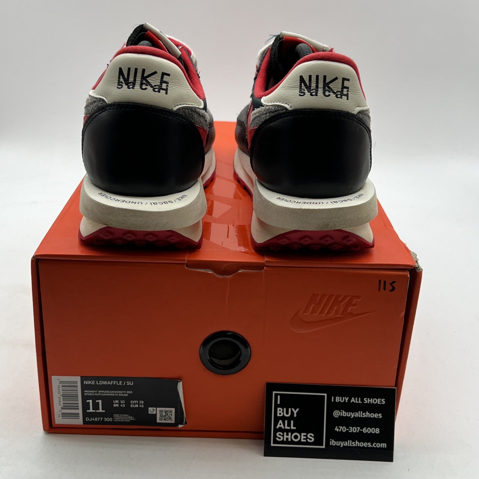 Size 11 - Nike sacai x Undercover x LDWaffle Midnight Spruce University Red