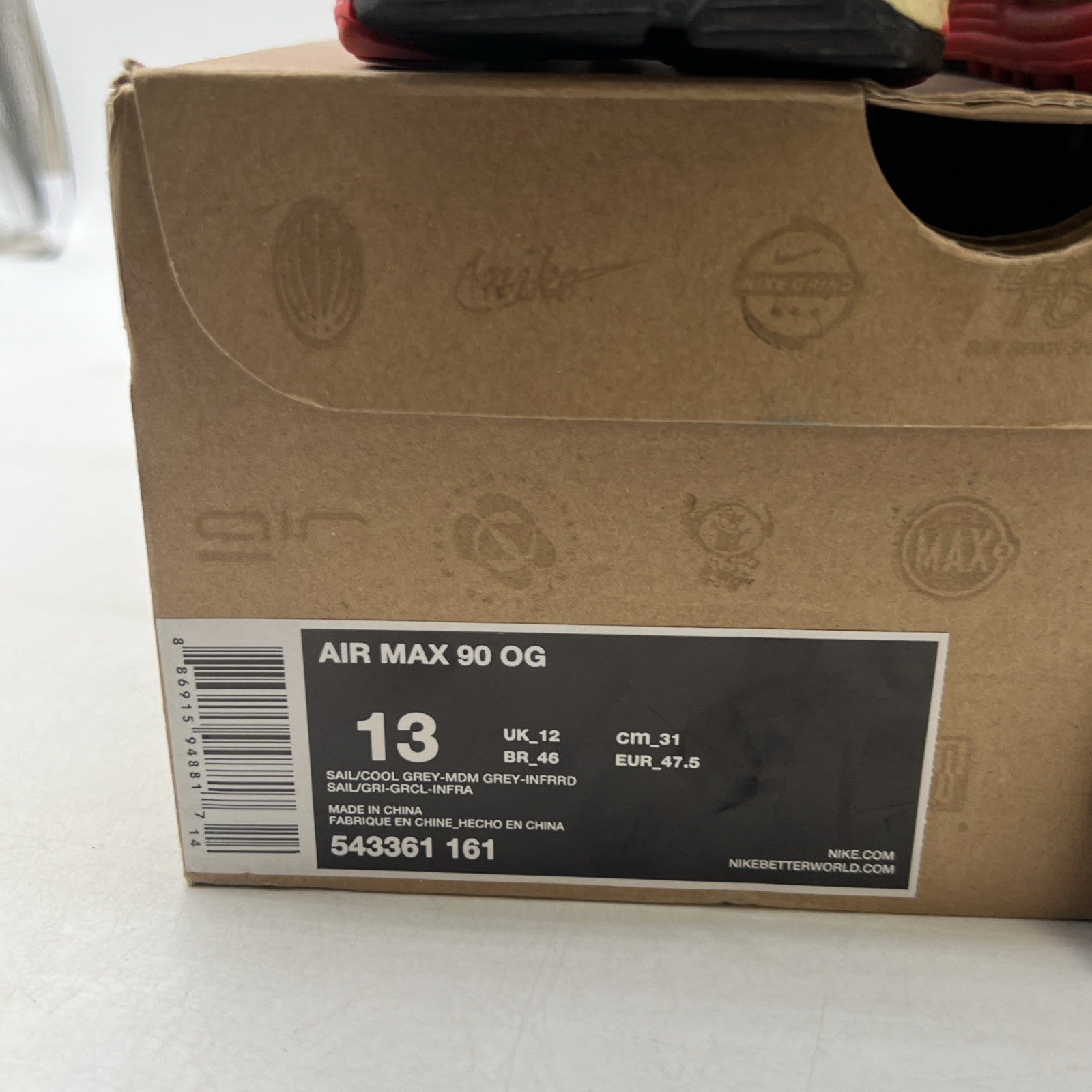 Size 13 - Nike Air Max 90 OG Vintage 2013 Infrared (543361-161)