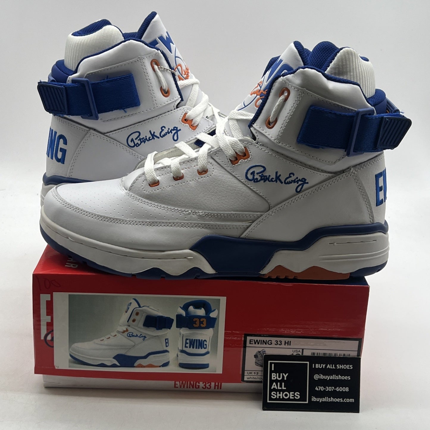 Size 13 - Patrick Ewing 33 Hi White Royal Orange (1VB90014-136)