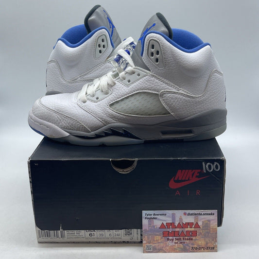 Size 6 - Air Jordan 5 Retro Stealth 2.0 White Blue Grey Black (440888-140)