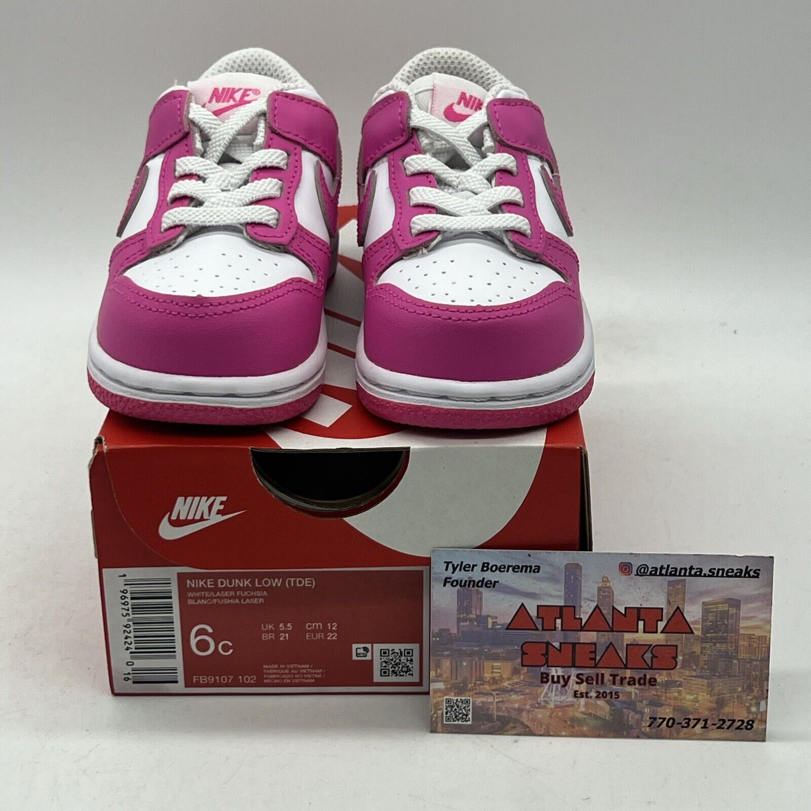 Nike Dunk Low TD Laser Fuchsia | Size 6C | FB9107-102 (2023) NEW IN BOX