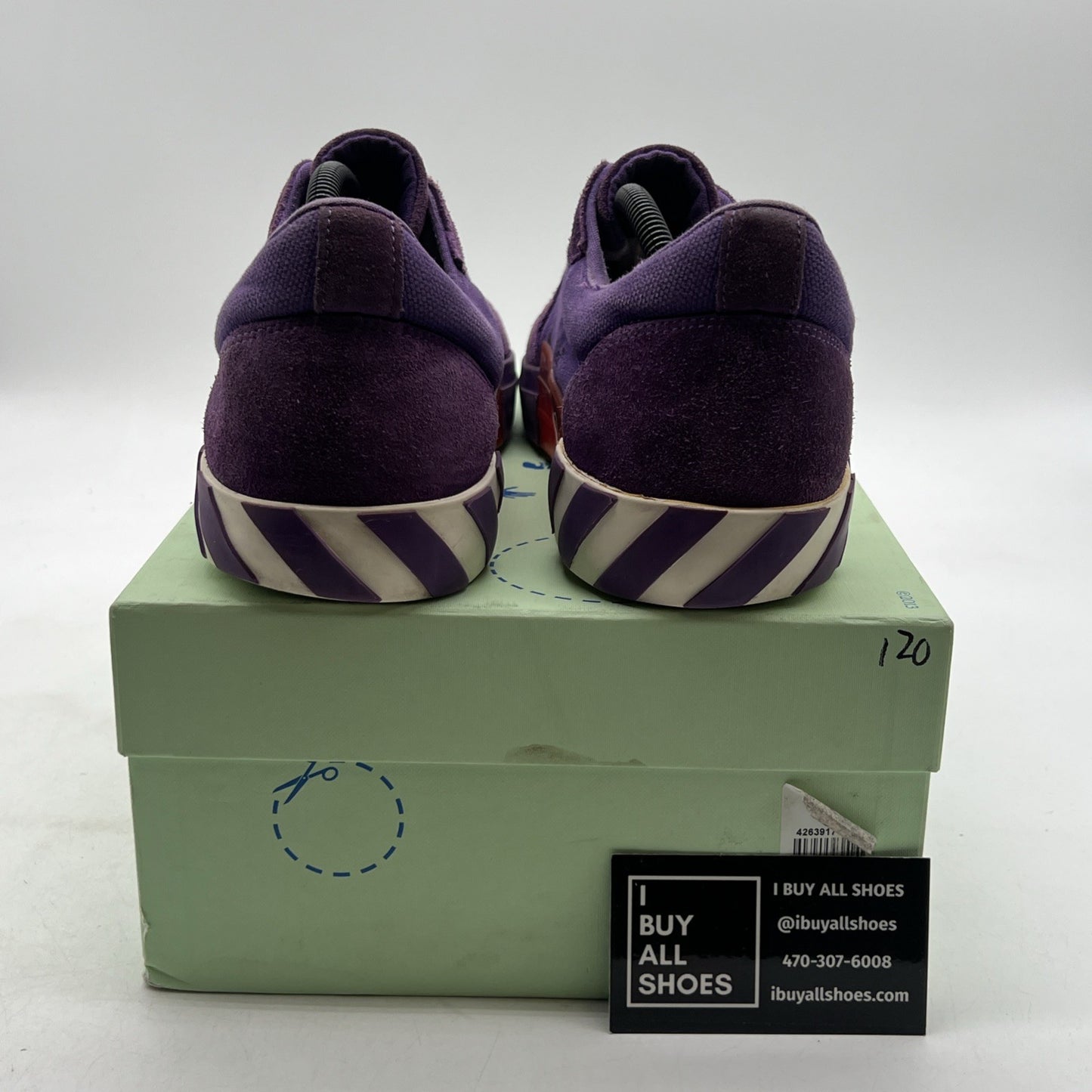 Size 44 - Off-White Women's  Vulcanized Low Canvas Shoes Violet/Violet arrow