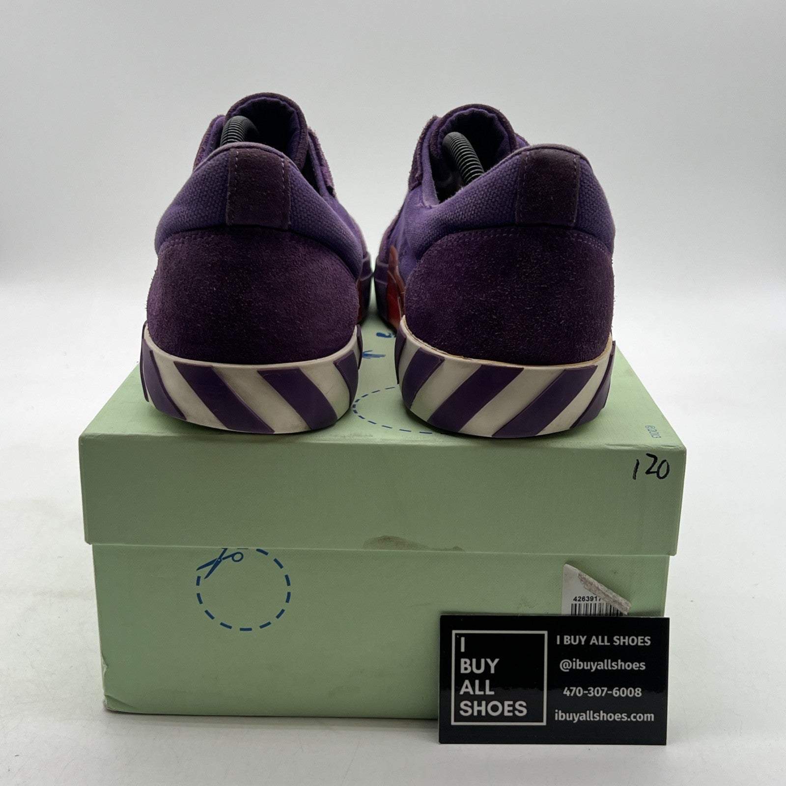 Size 44 - Off-White Women's  Vulcanized Low Canvas Shoes Violet/Violet arrow