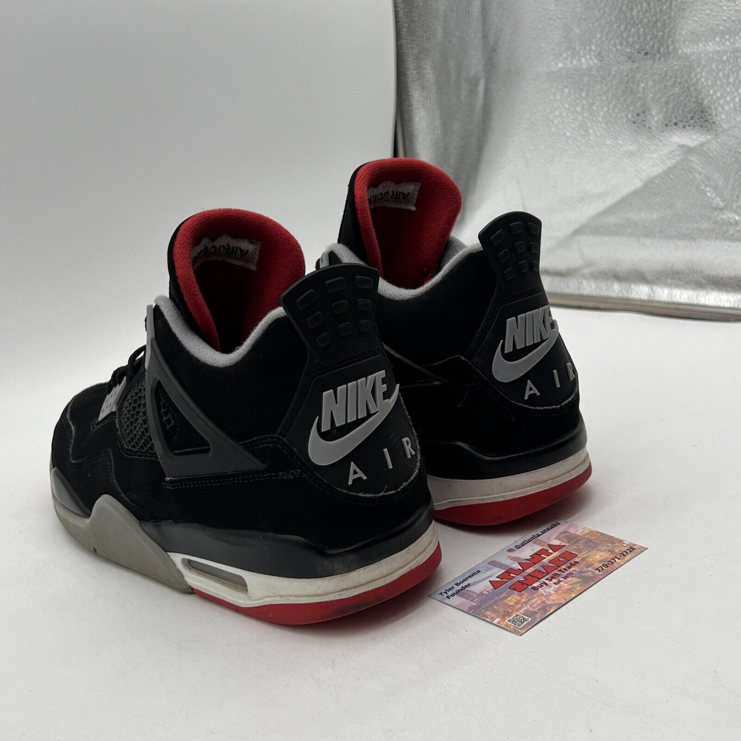 Size 10.5 - Jordan 4 Retro OG Mid Bred 2019 Black Red Grey Suede (308497-060)