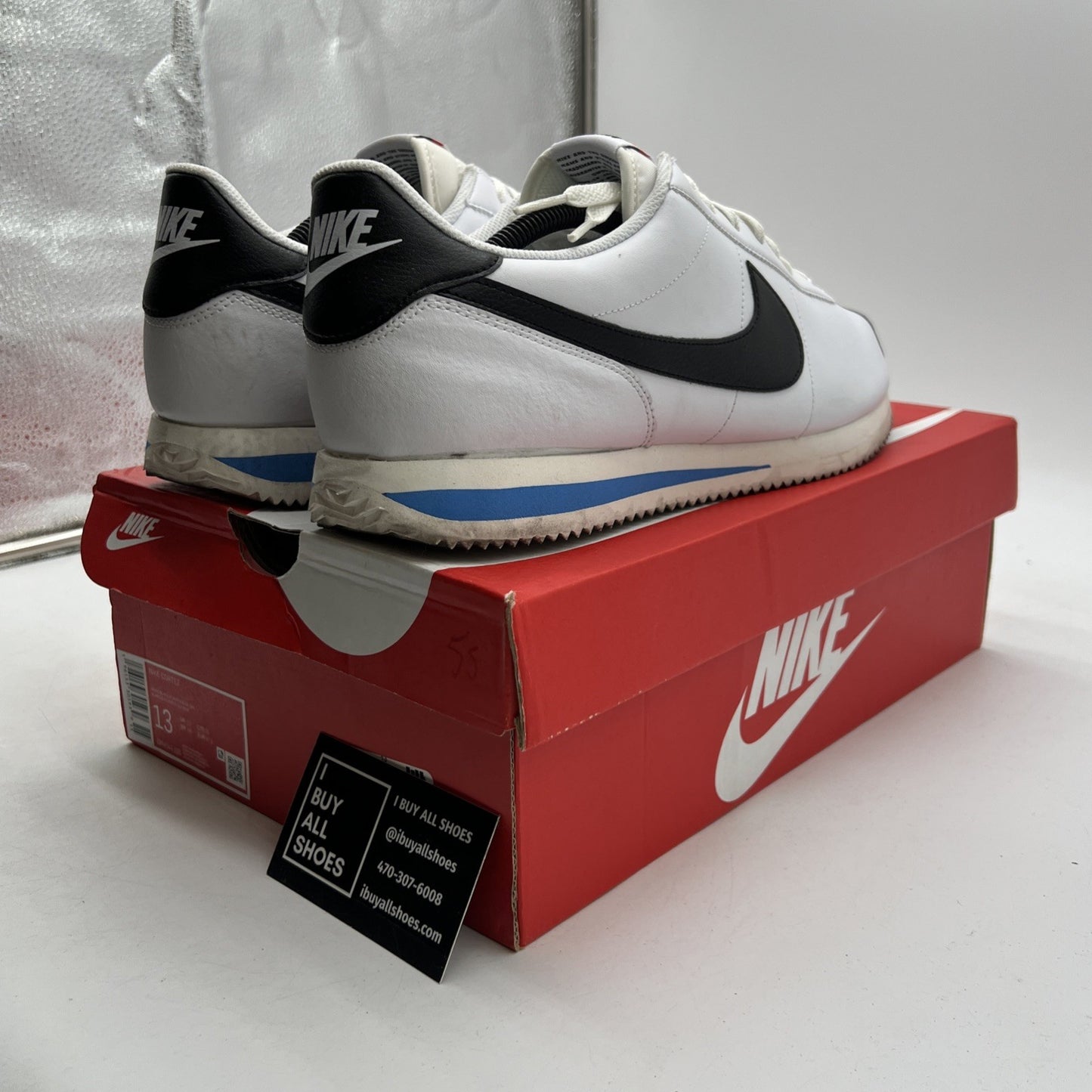Size 13 - Nike Cortez White Black Blue (DM4044-100)