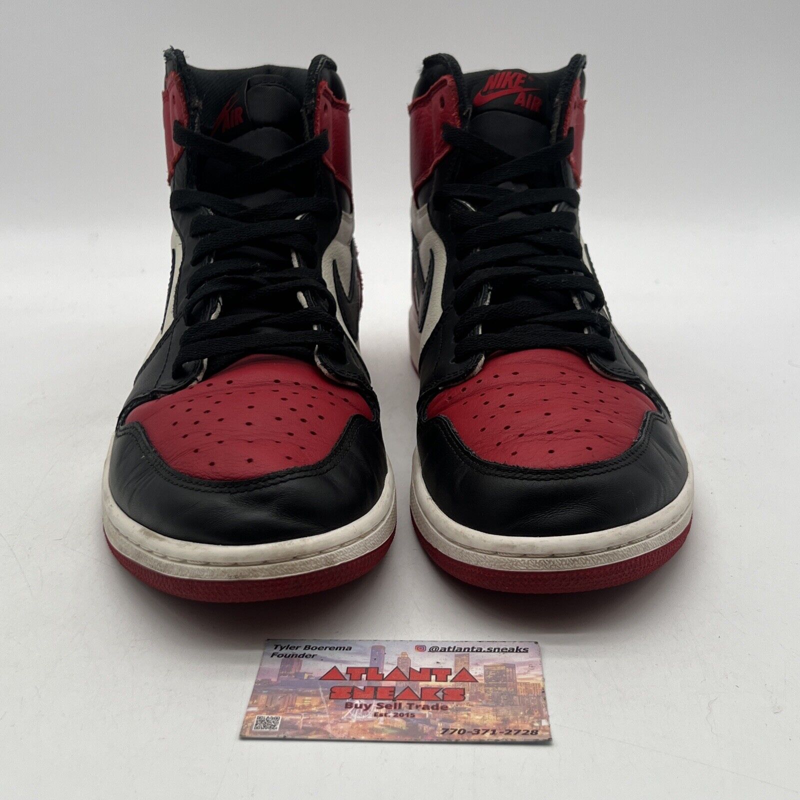 Size 13 - Jordan 1 Retro OG High Bred Toe Black White Red Leather (555088-610)