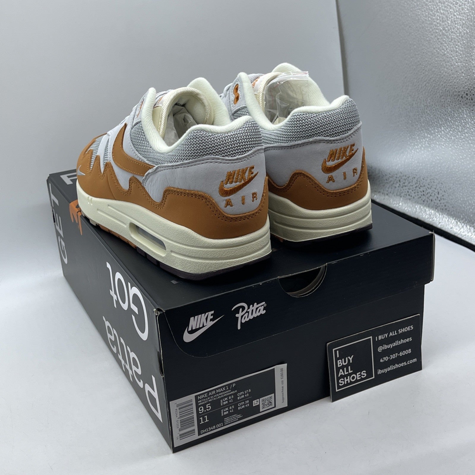 Size 9.5 - Nike Air Max 1 Patta Waves Monarch Brown Grey Suede (DH1348-001)